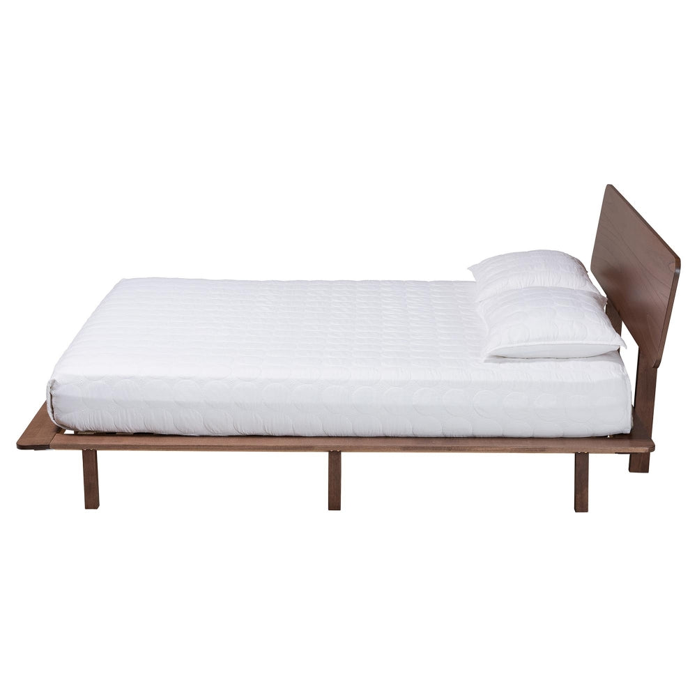 Alyssa Japandi Walnut Brown Wood Queen Size Platform Bed