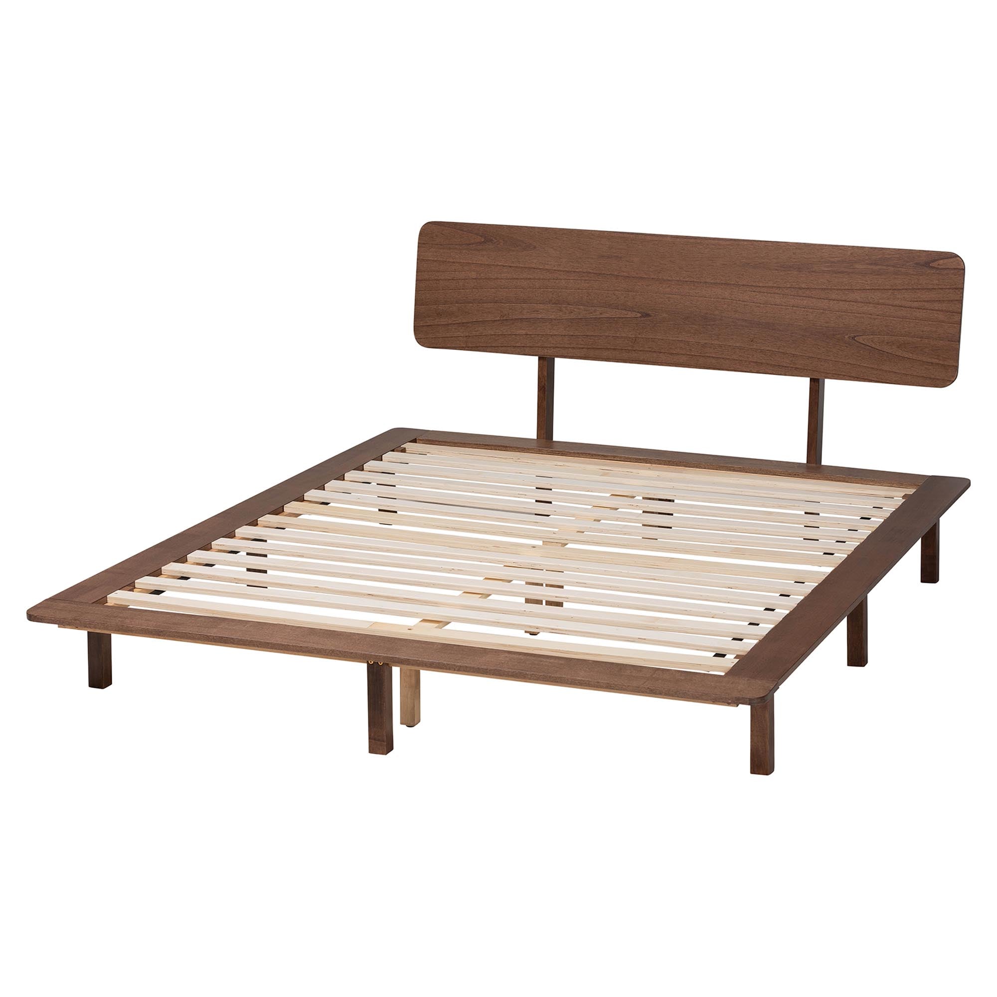 Alyssa Japandi Walnut Brown Wood King Size Platform Bed