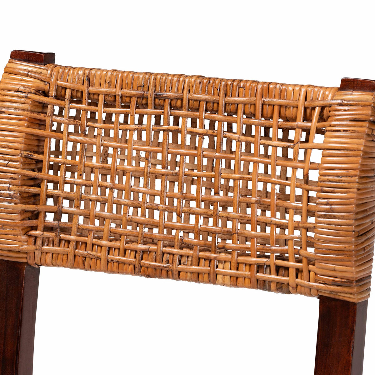 Dameka Bohemian Light Honey Rattan and Dark Brown Wood Dining Chair