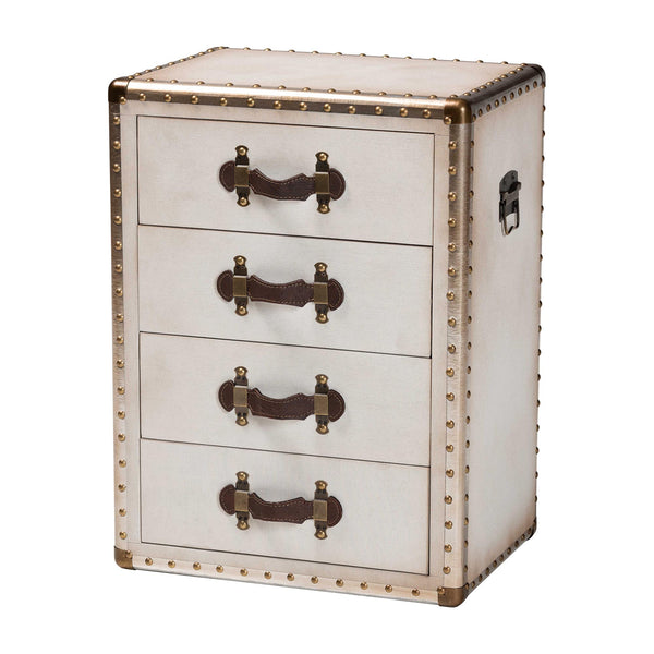 Jaelyn Vintage Coffee Canvas 4-Drawer End Table