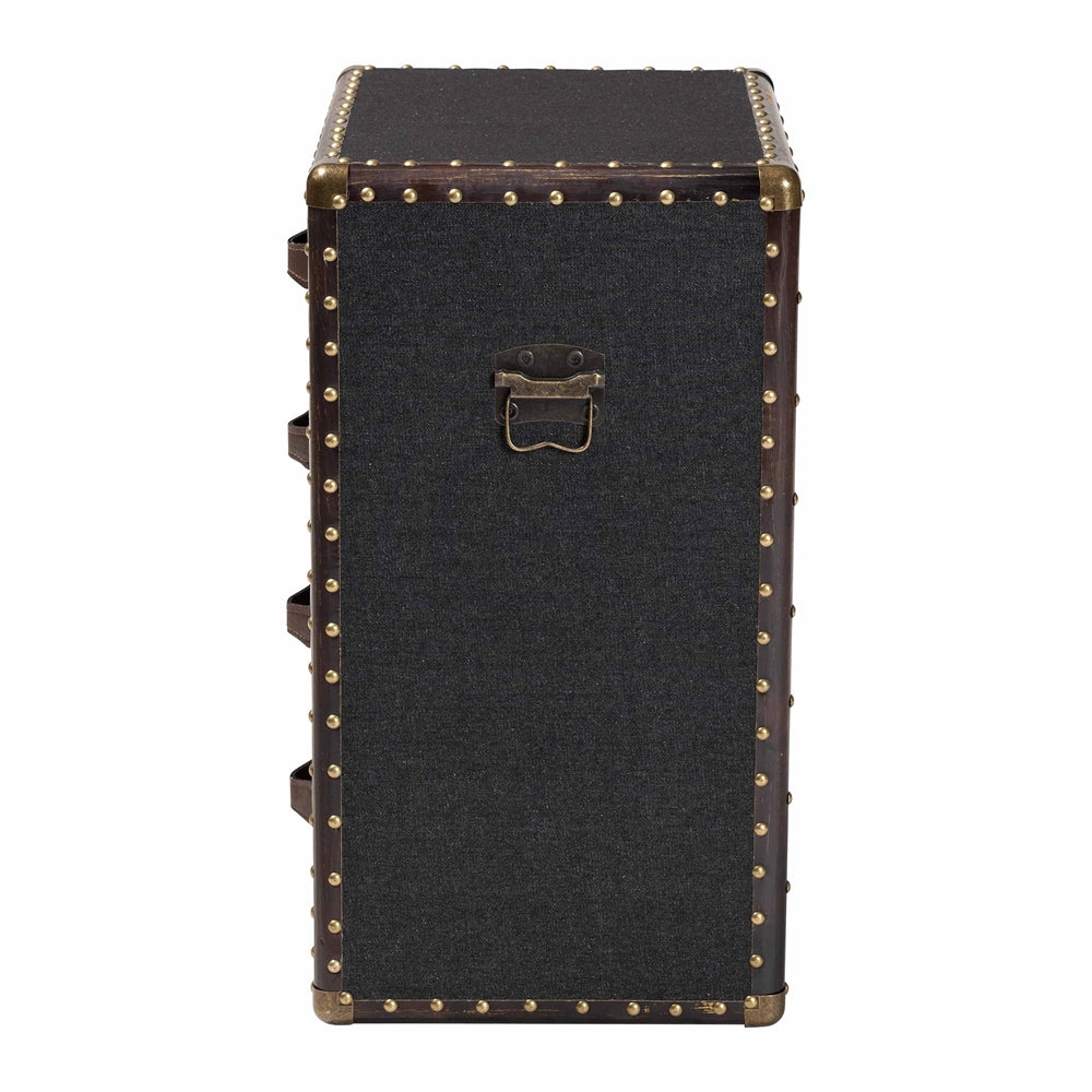 Jaelyn Vintage Black Canvas 4-Drawer End Table