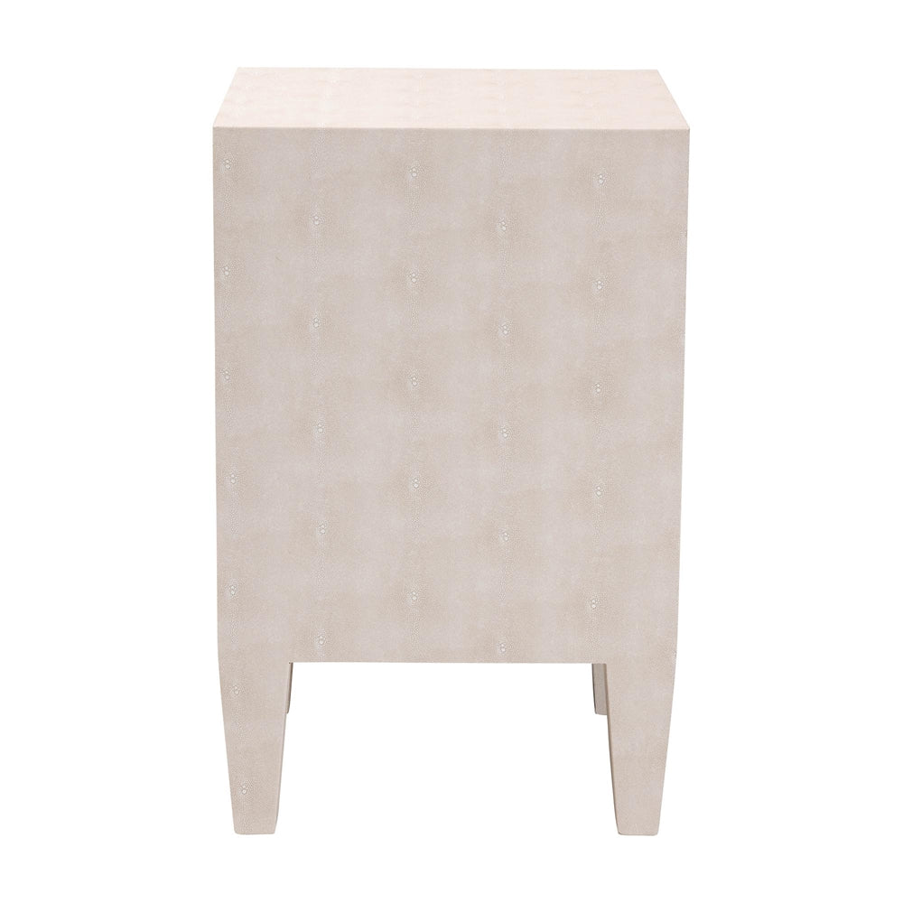 Leyna Modern Beige Faux Shagreen 3-Drawer End Table