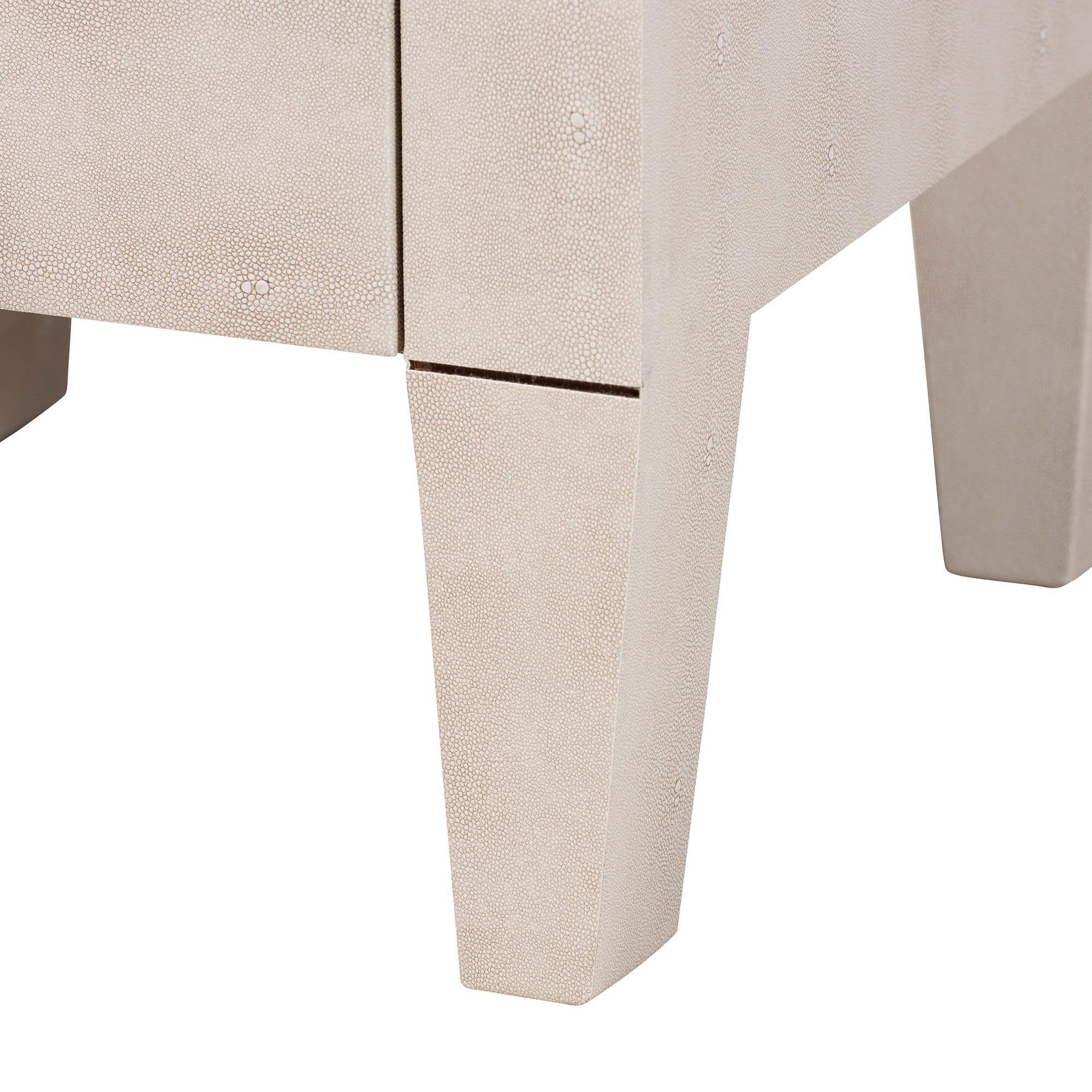 Leyna Modern Beige Faux Shagreen 3-Drawer End Table