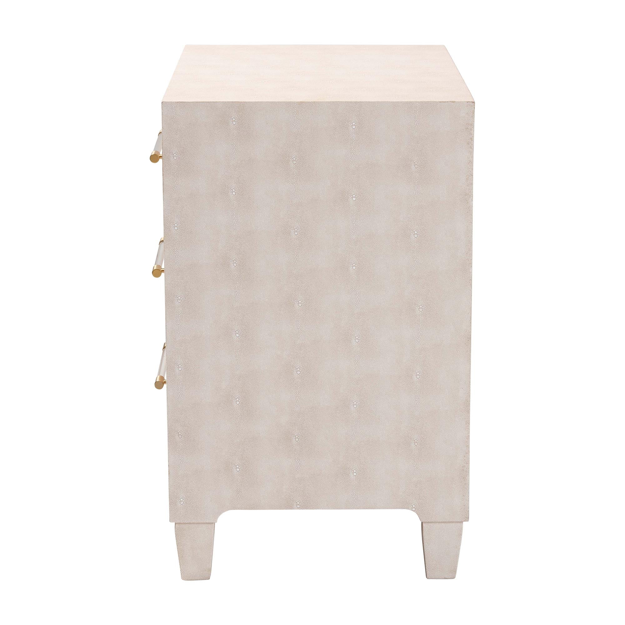 Nira Modern Beige Faux Shagreen 3-Drawer Storage Cabinet