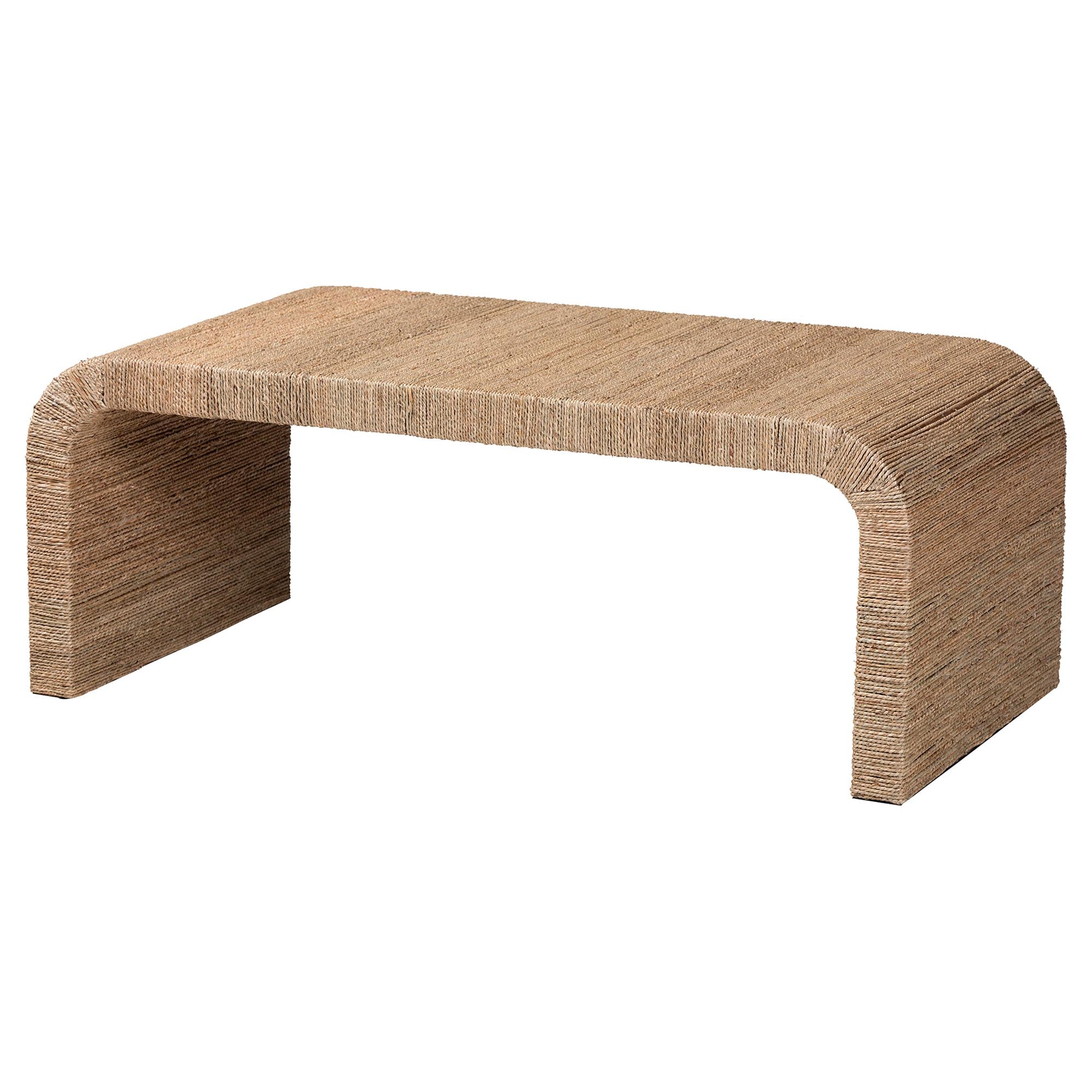 Eviana Japandi Natural Seagrass Waterfall Coffee Table