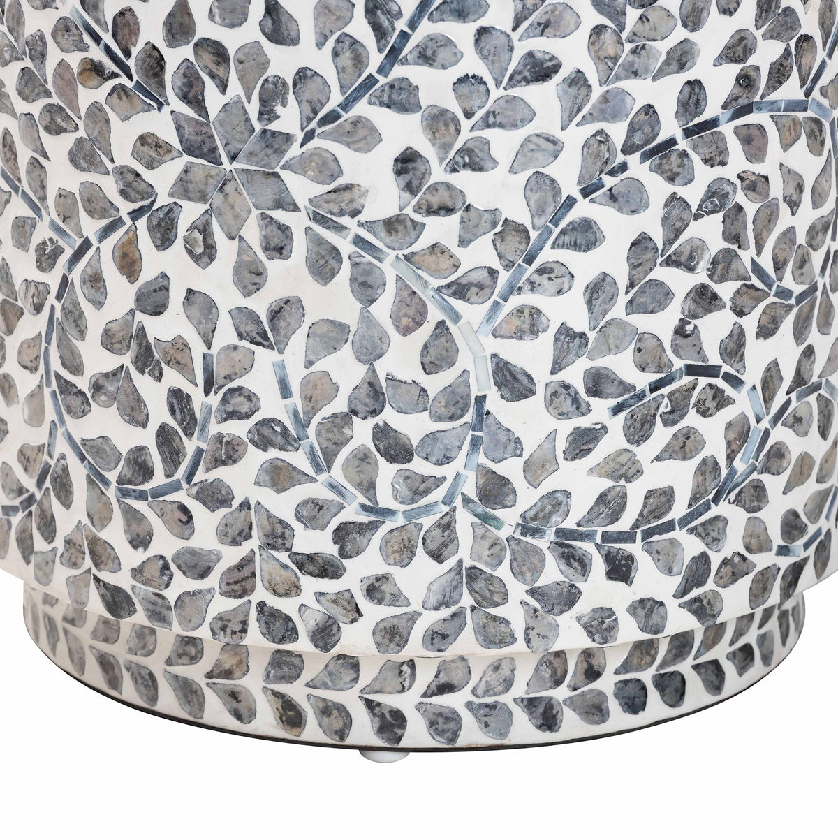 Marilla Coastal Black and White Mother of Pearl Capiz Shell Ottoman Footstool