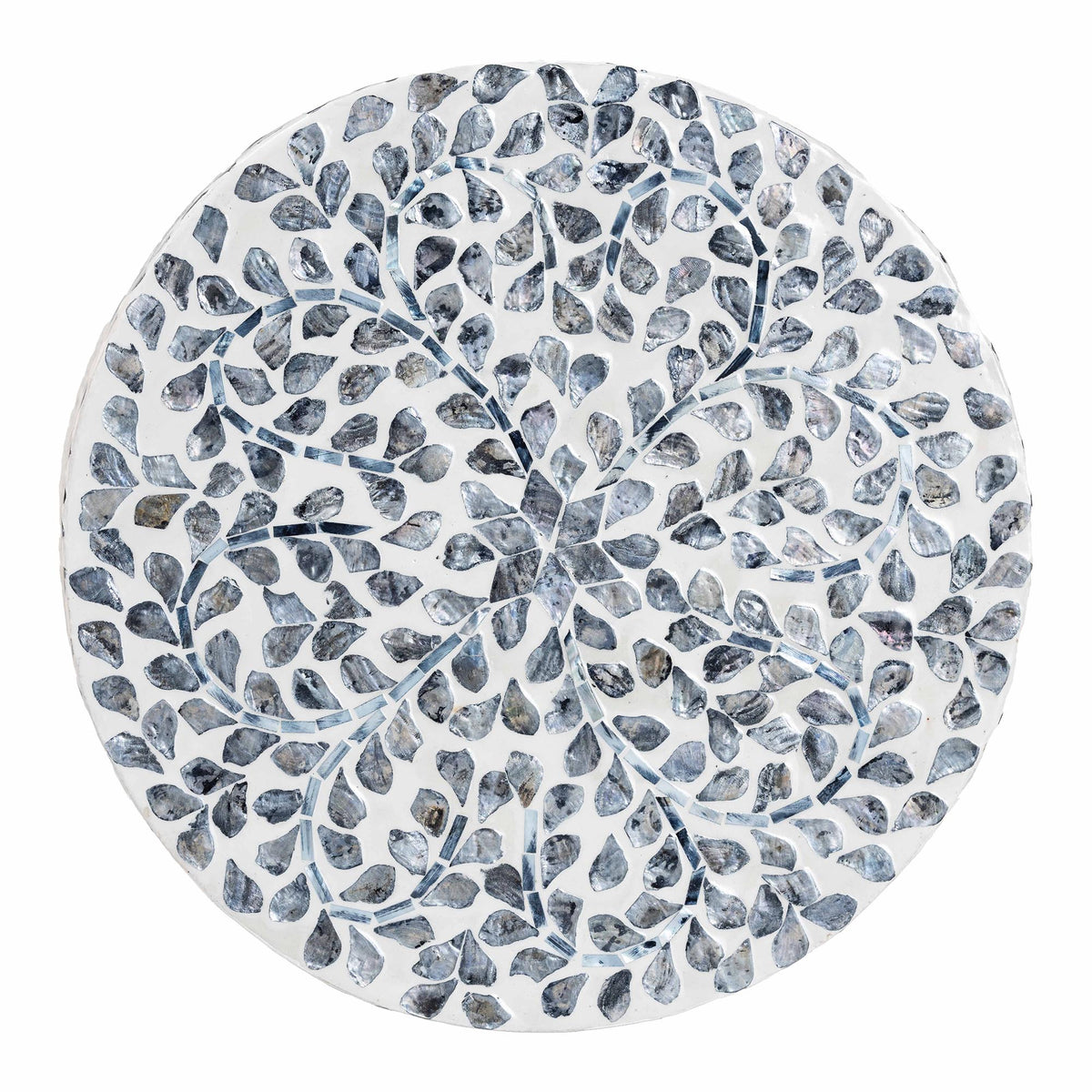 Marilla Coastal Black and White Mother of Pearl Capiz Shell Ottoman Footstool