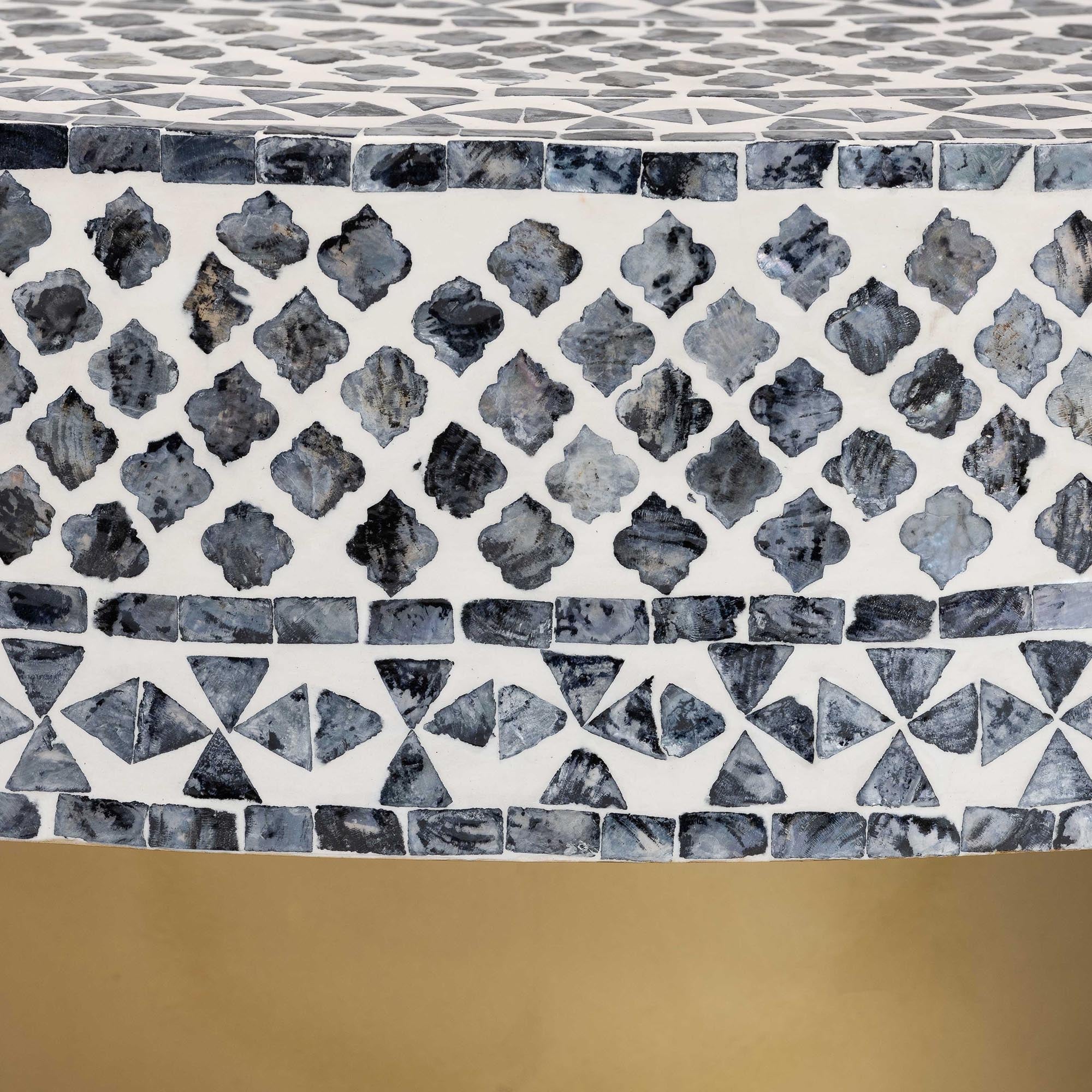 Idra Coastal Black and White Mother of Pearl Capiz Shell Coffee Table