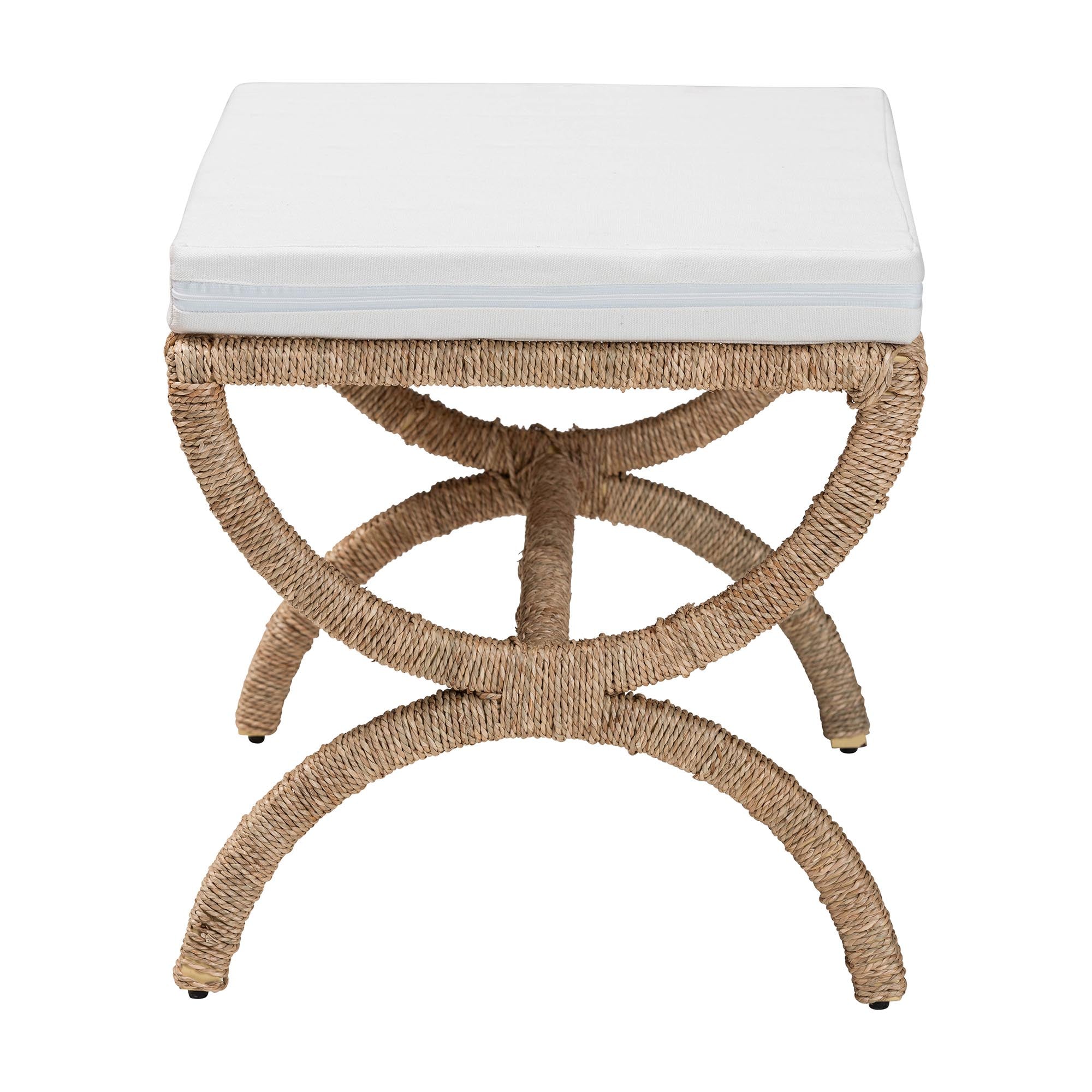 Maliyah Japandi Natural Seagrass Ottoman