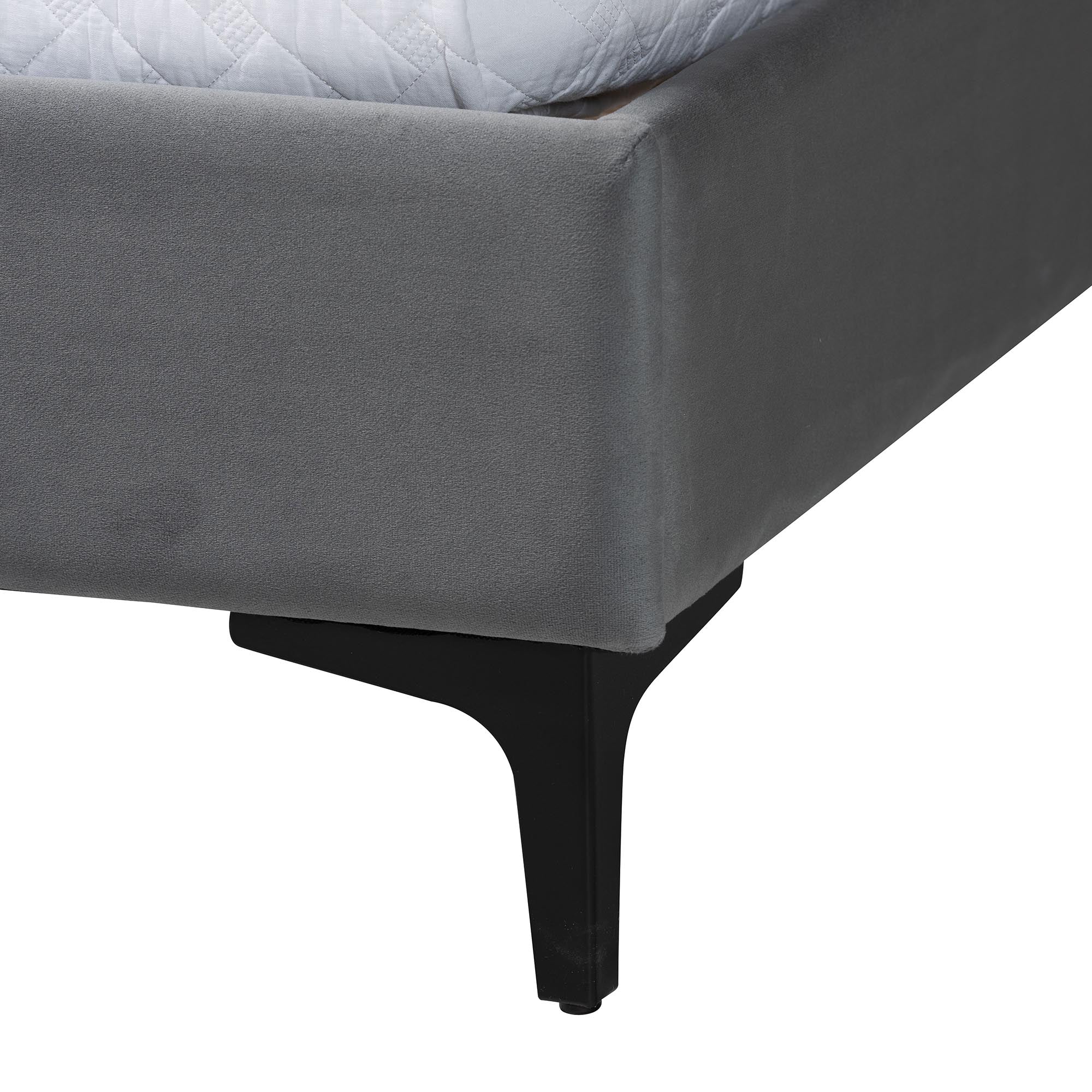 Etienne Modern Slate Grey Velvet Queen Platform Bed
