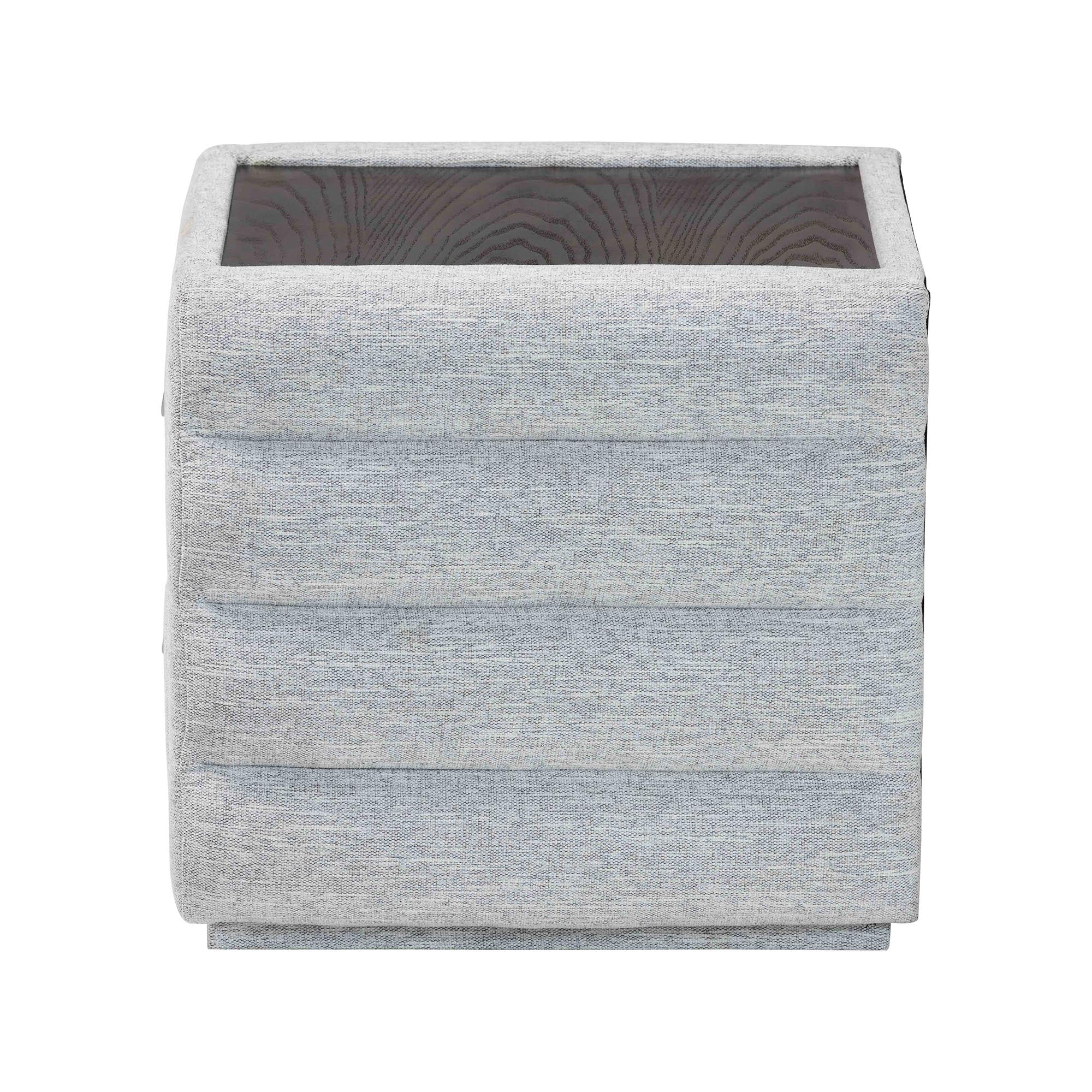 Cadmus Modern Light Grey Channel-Tufted Fabric 2-Drawer Nightstand