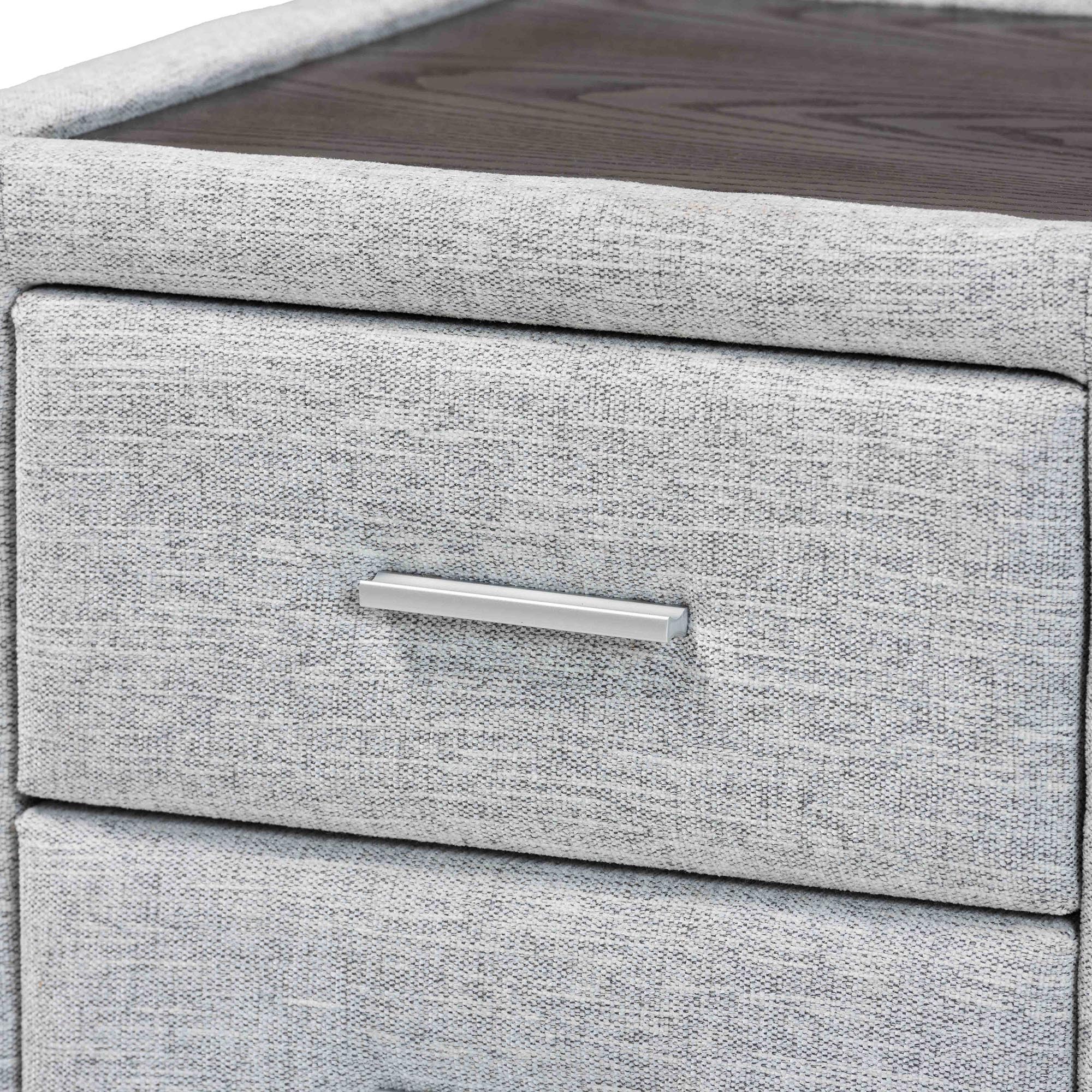 Cadmus Modern Light Grey Channel-Tufted Fabric 2-Drawer Nightstand