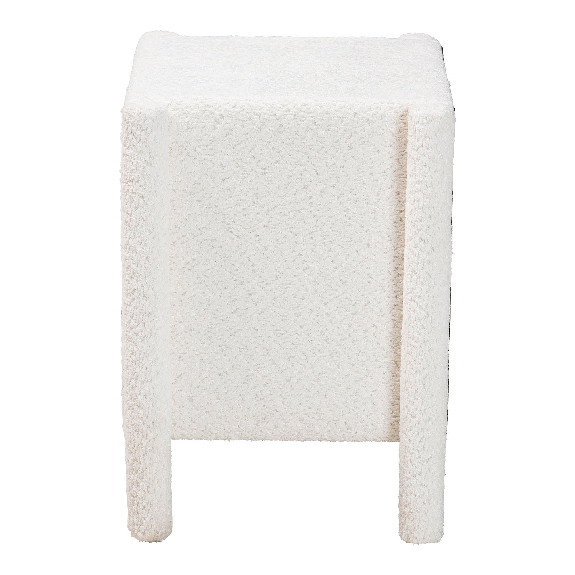 Laria Modern White Teddy-Bear Fabric 2-Drawer Nightstand
