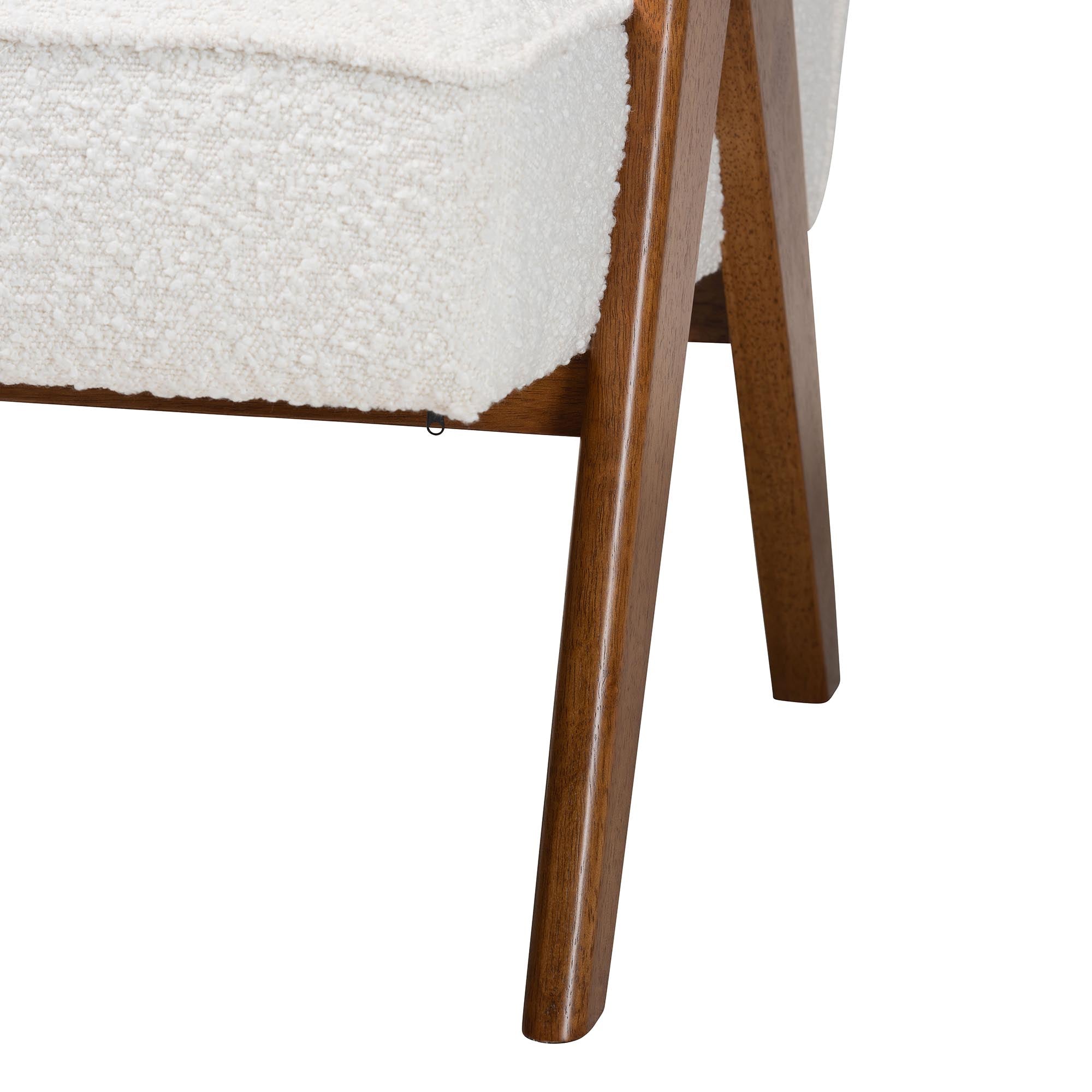 Georgina Japandi Cream Boucle and Walnut Brown Wood Accent Chair