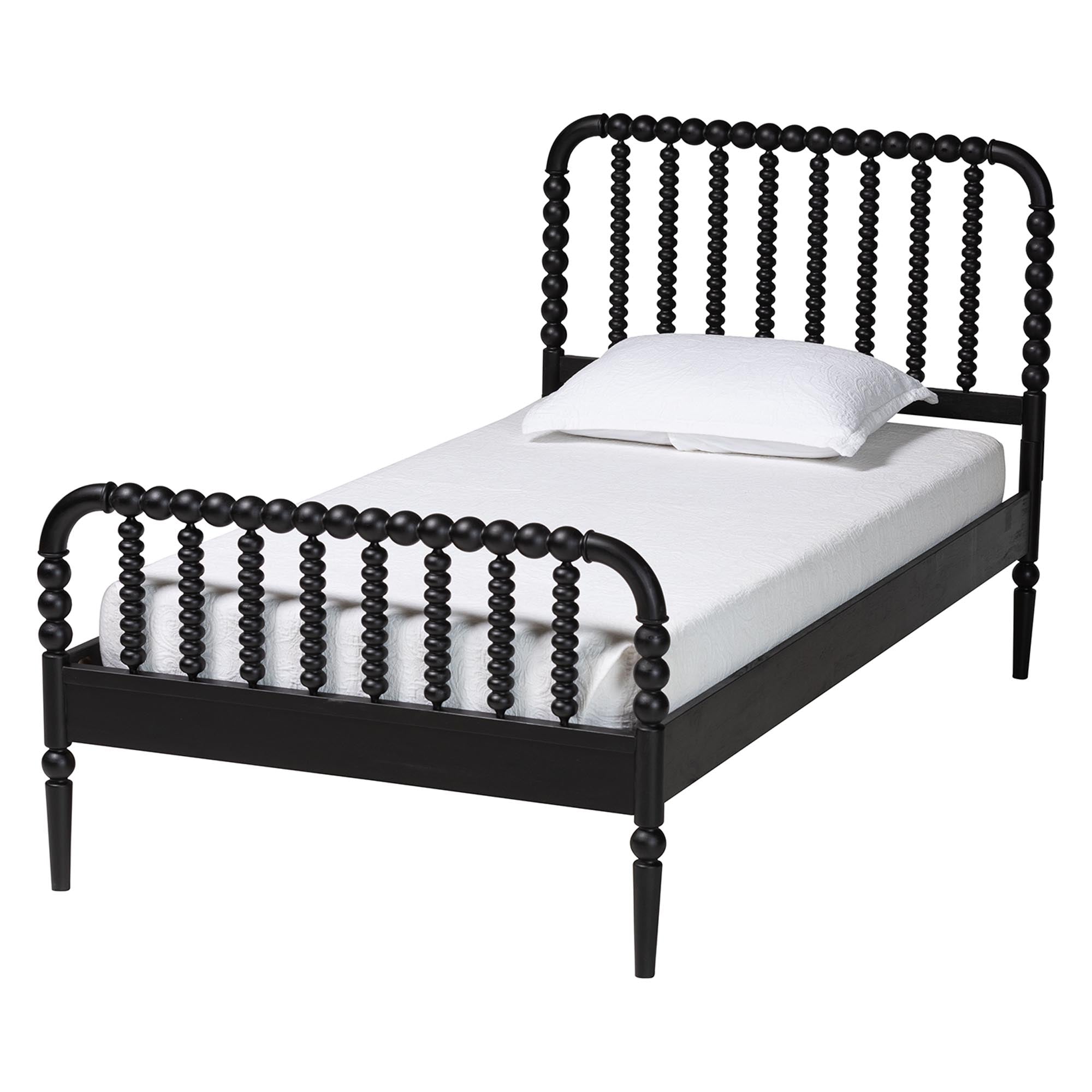 Lucera Mid-Century Black Twin Size Bobbin Bed