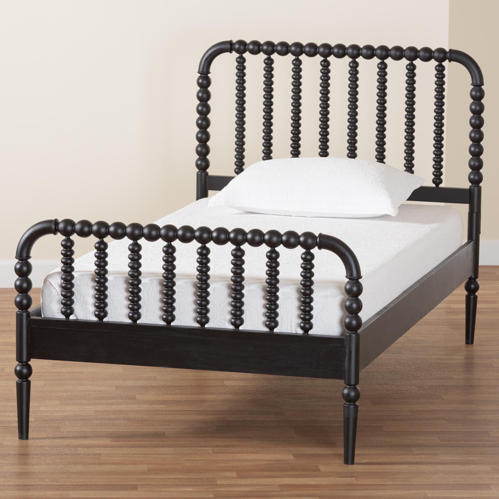 Lucera Mid-Century Black Full Size Bobbin Bed