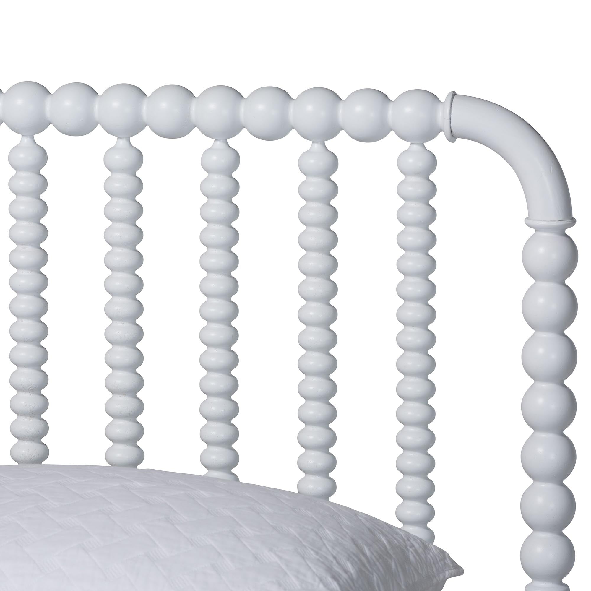 Lucera Mid-Century White Queen Size Bobbin Bed