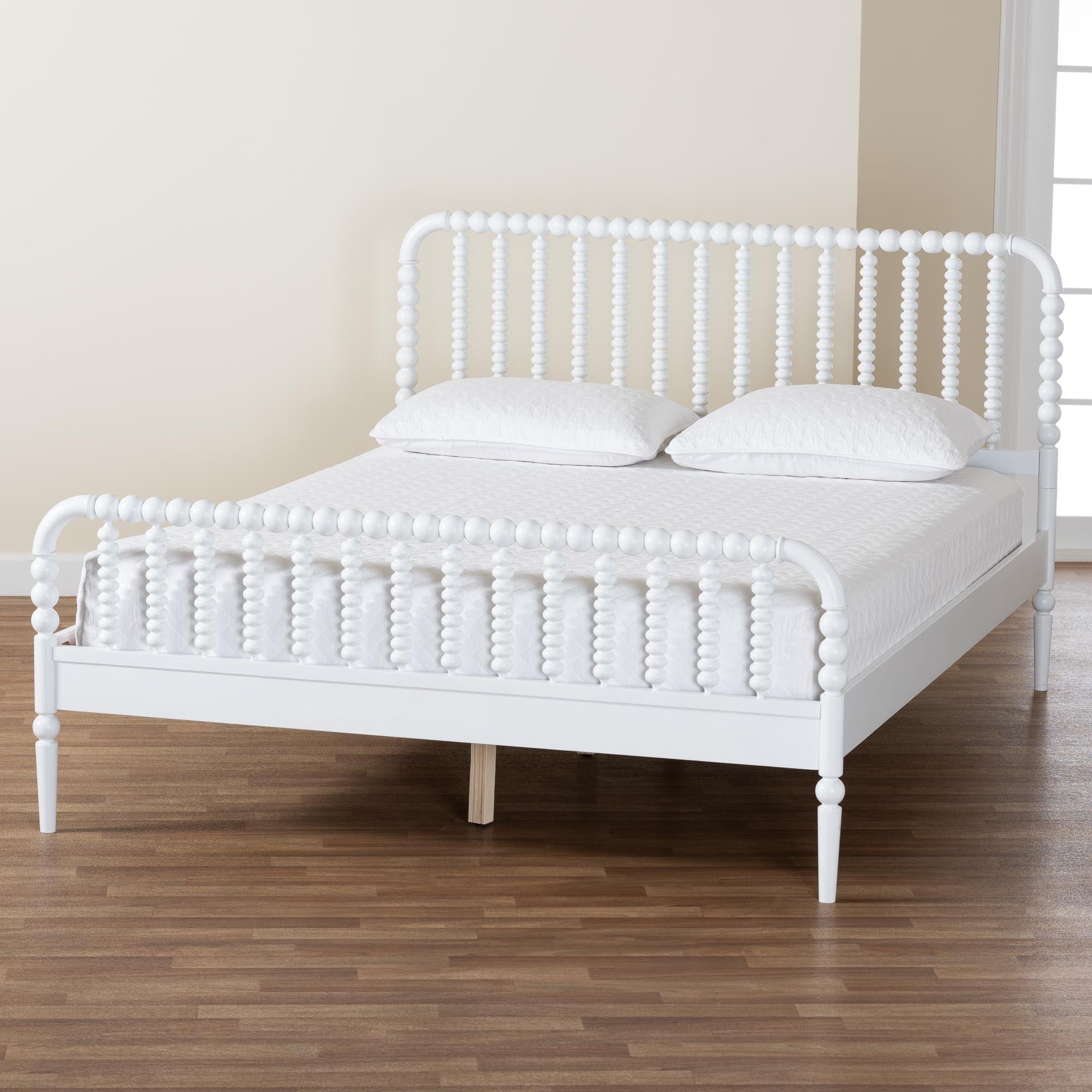Lucera Mid-Century White Full Size Bobbin Bed