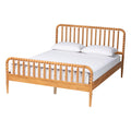 Lucera Mid-Century Oak Brown Queen Size Bobbin Bed