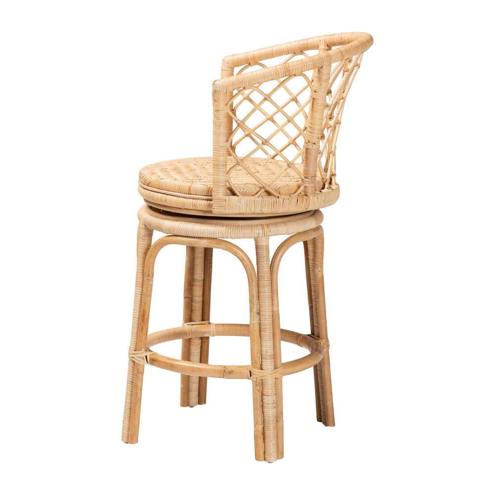 Ayu Bohemian Light Honey Rattan Swivel Counter Stool