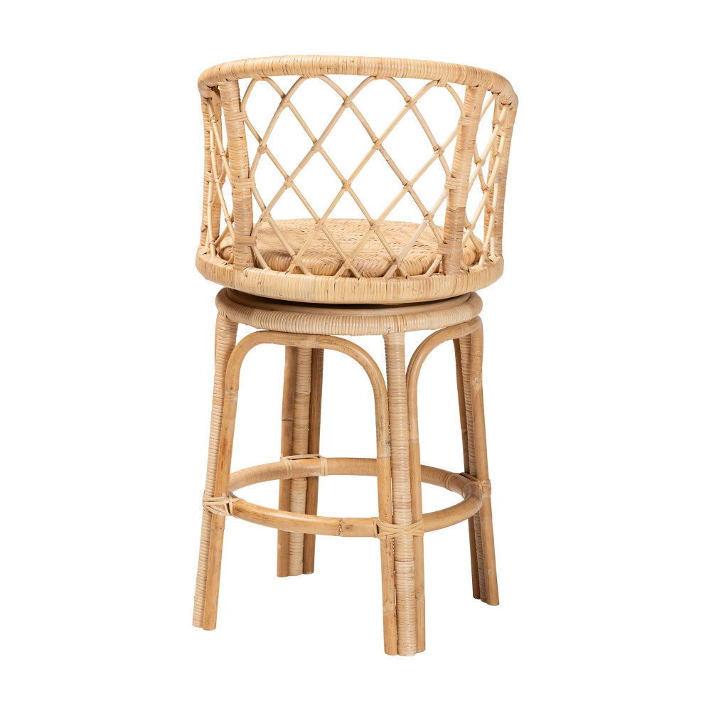Ayu Bohemian Light Honey Rattan Swivel Counter Stool
