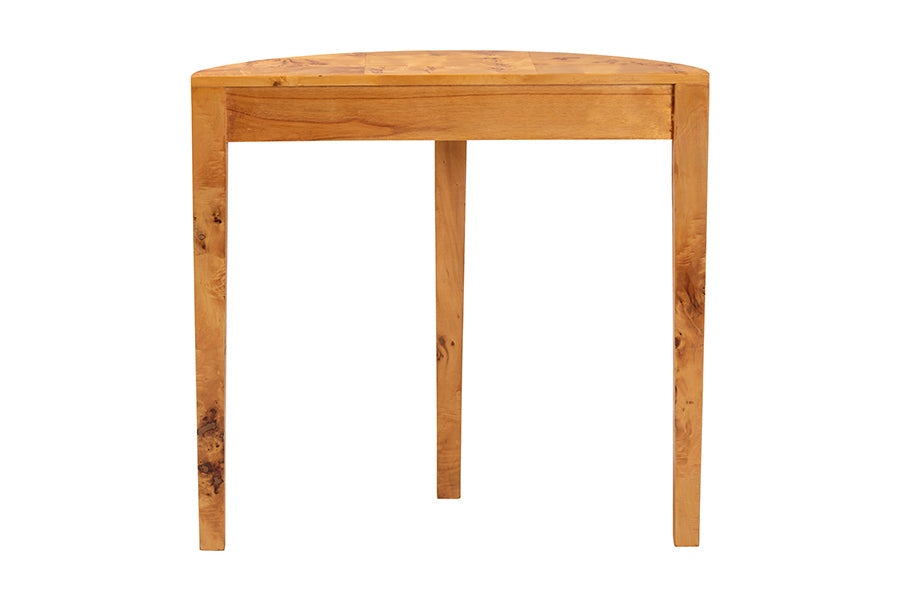 bali & pari Jihan Modern and Contemporary Natural Real Burl Wood Half-Moon Console Table