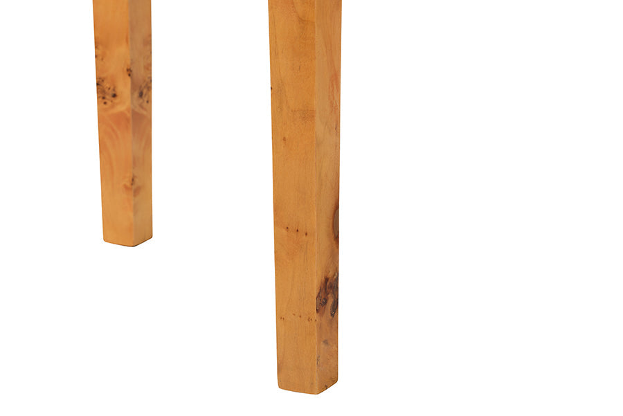 bali & pari Jihan Modern and Contemporary Natural Real Burl Wood Half-Moon Console Table