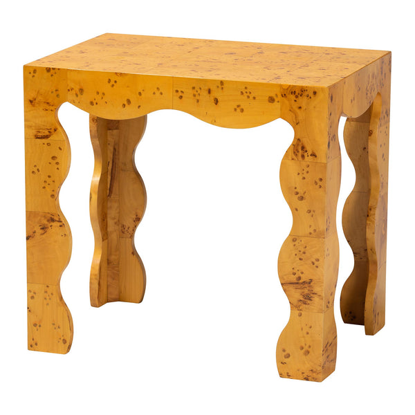 Huxley Modern and Contemporary Natural Real Burl Wood End Table