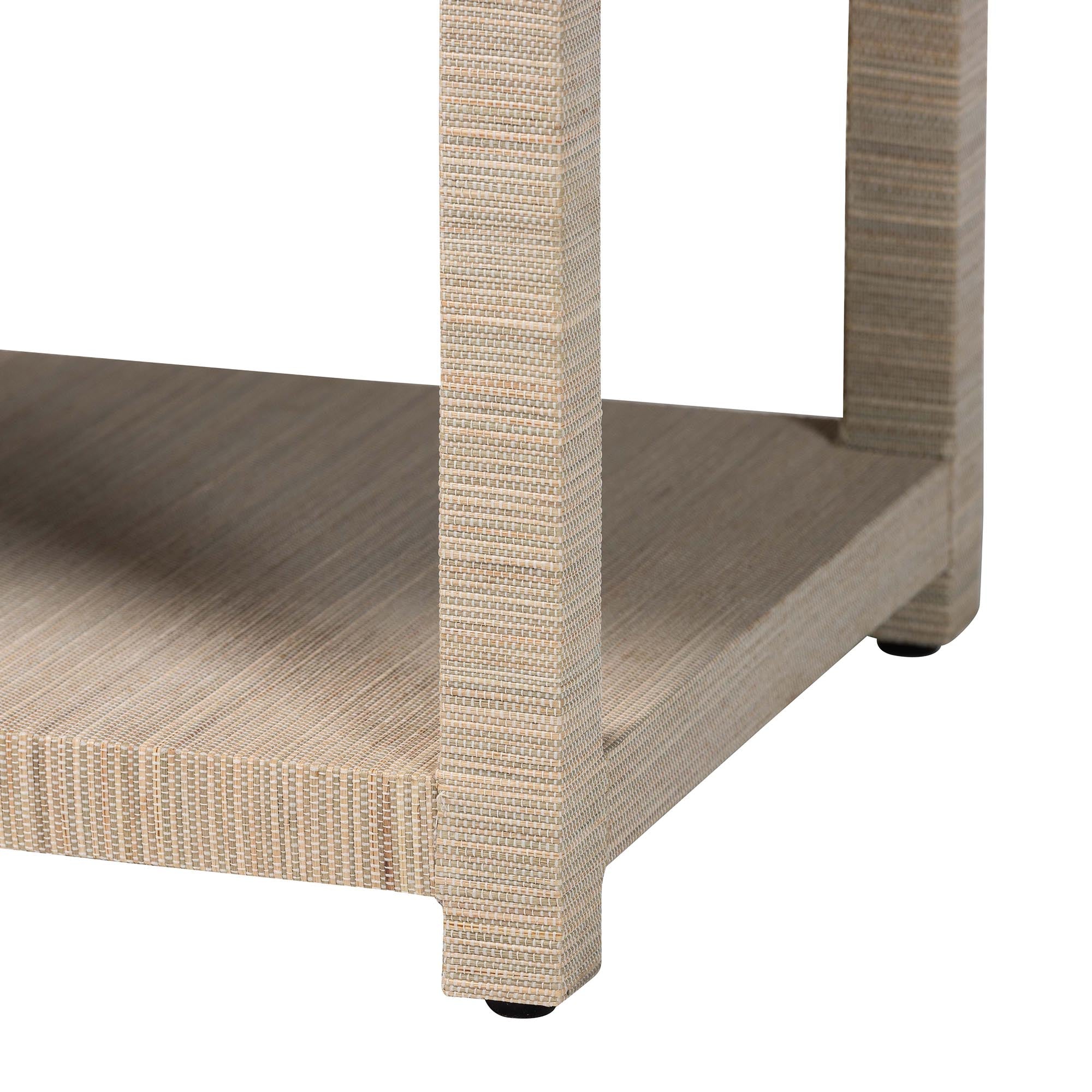 Nata Bohemian Woven Natural Grasscloth 1-Drawer Nightstand