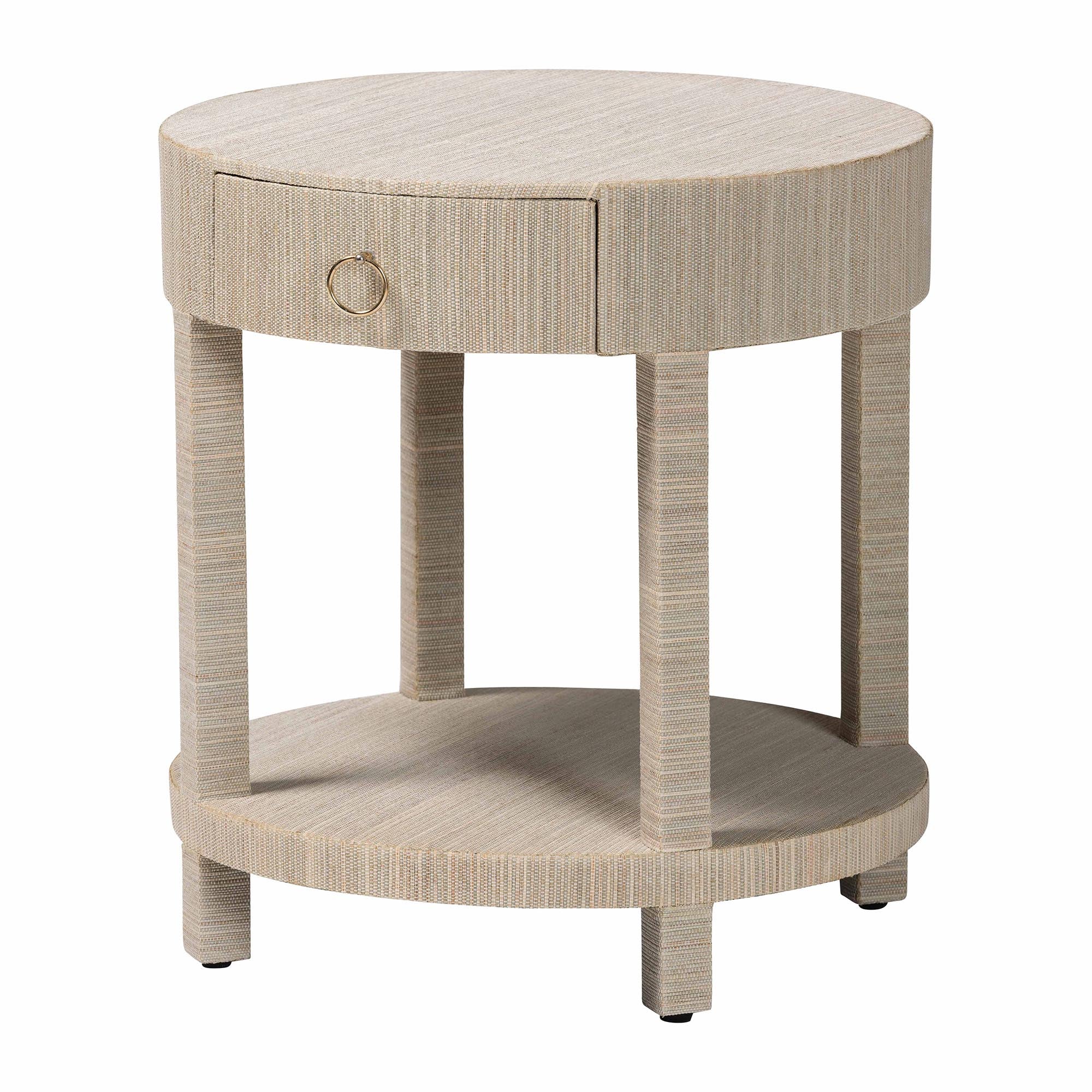 Sadia Bohemian Woven Natural Grasscloth 1-Drawer Nightstand