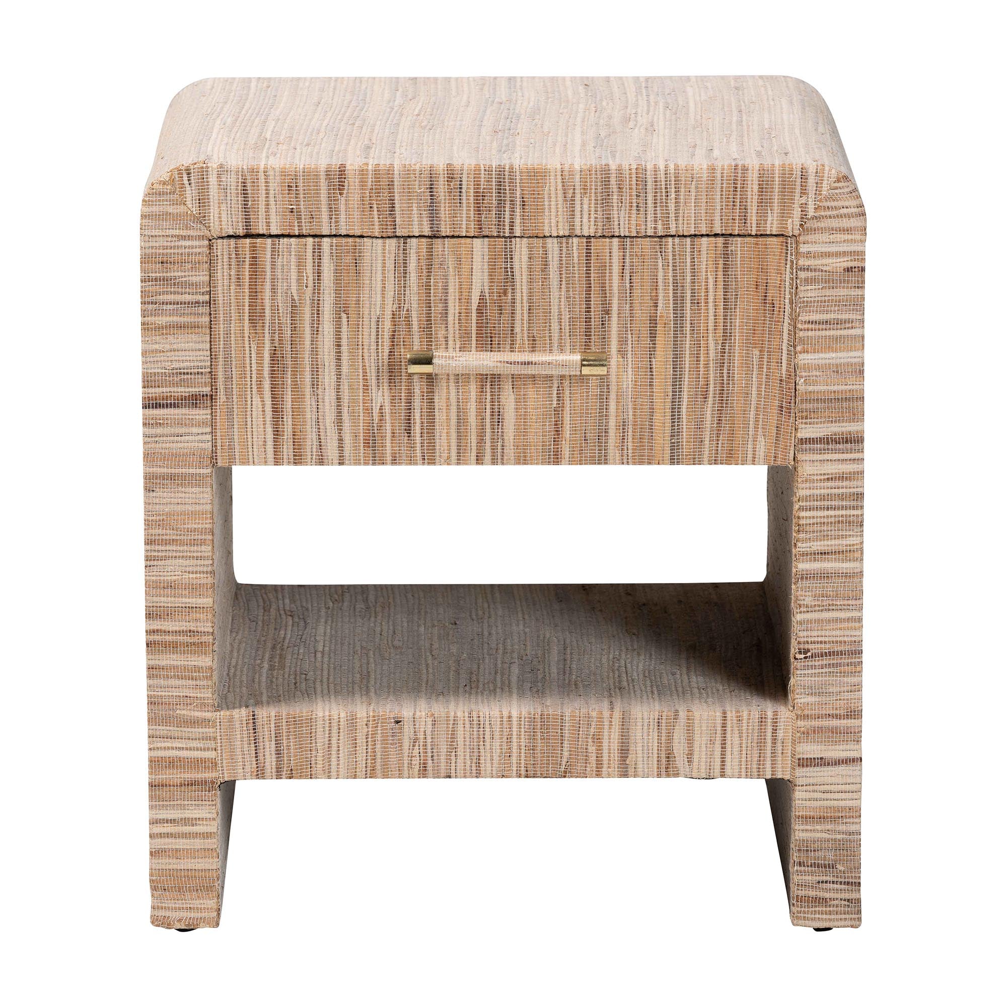 Callan Bohemian Woven Natural Grasscloth 1-Drawer Nightstand