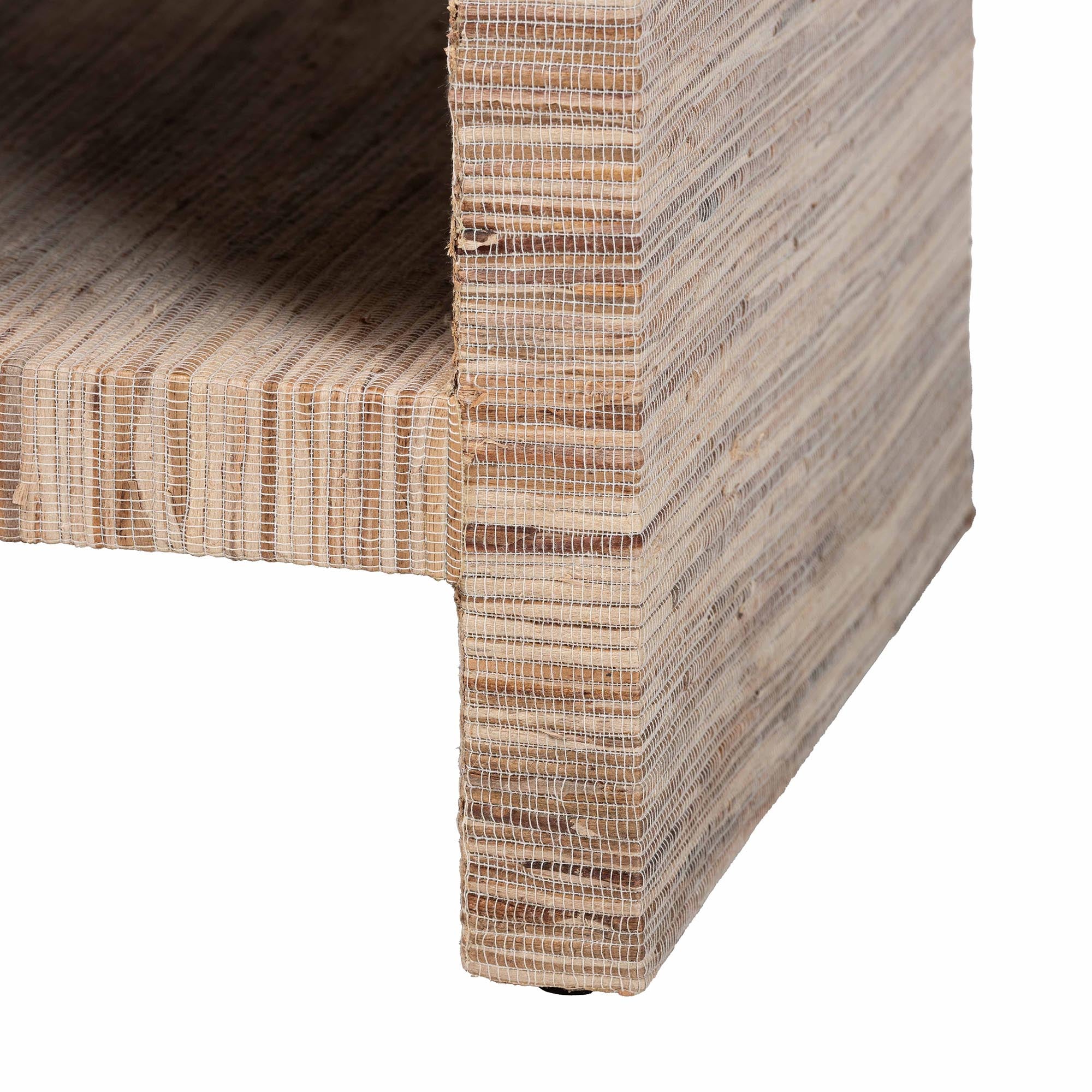 Callan Bohemian Woven Natural Grasscloth 1-Drawer Nightstand