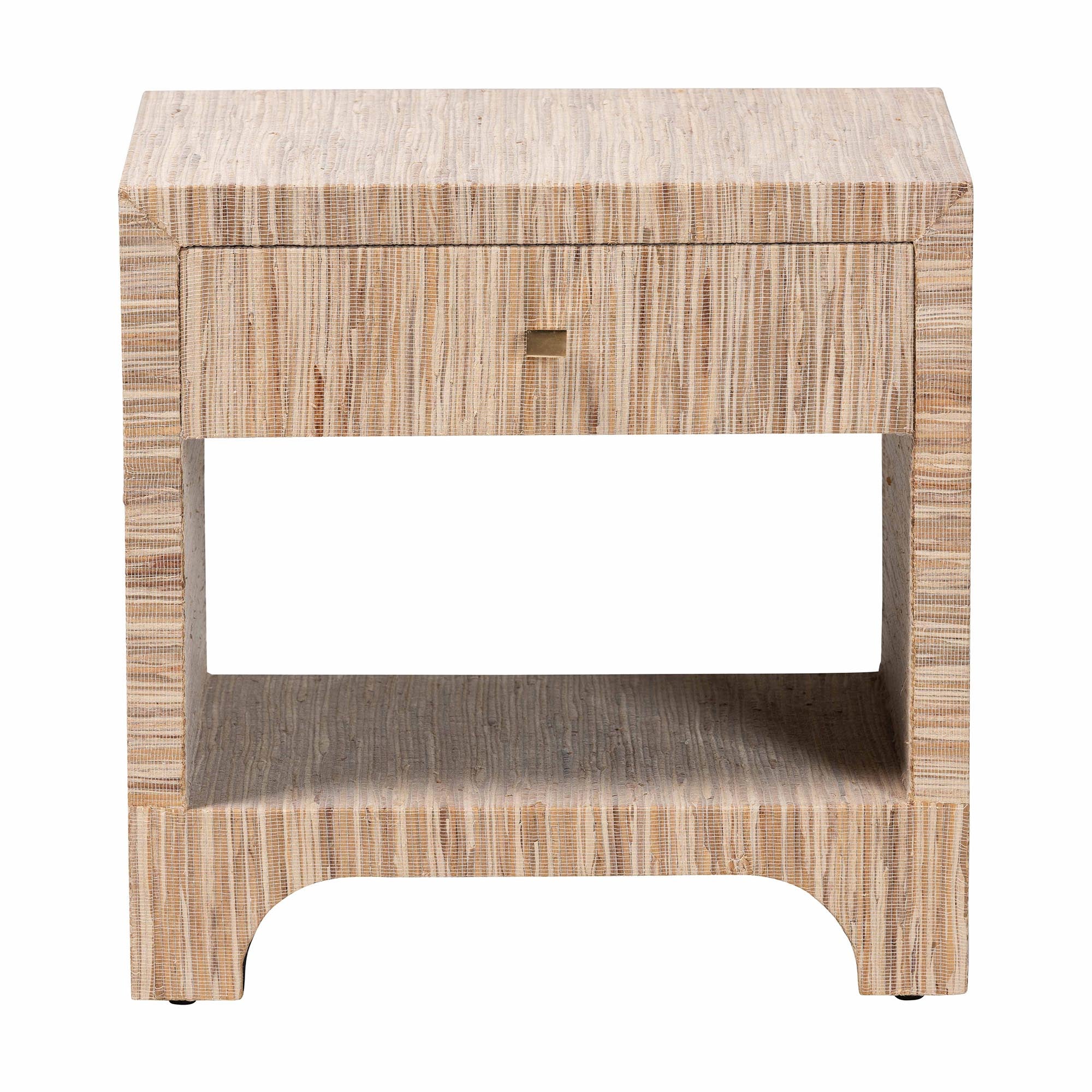 Julia Bohemian Woven Natural Grasscloth 1-Drawer Nightstand