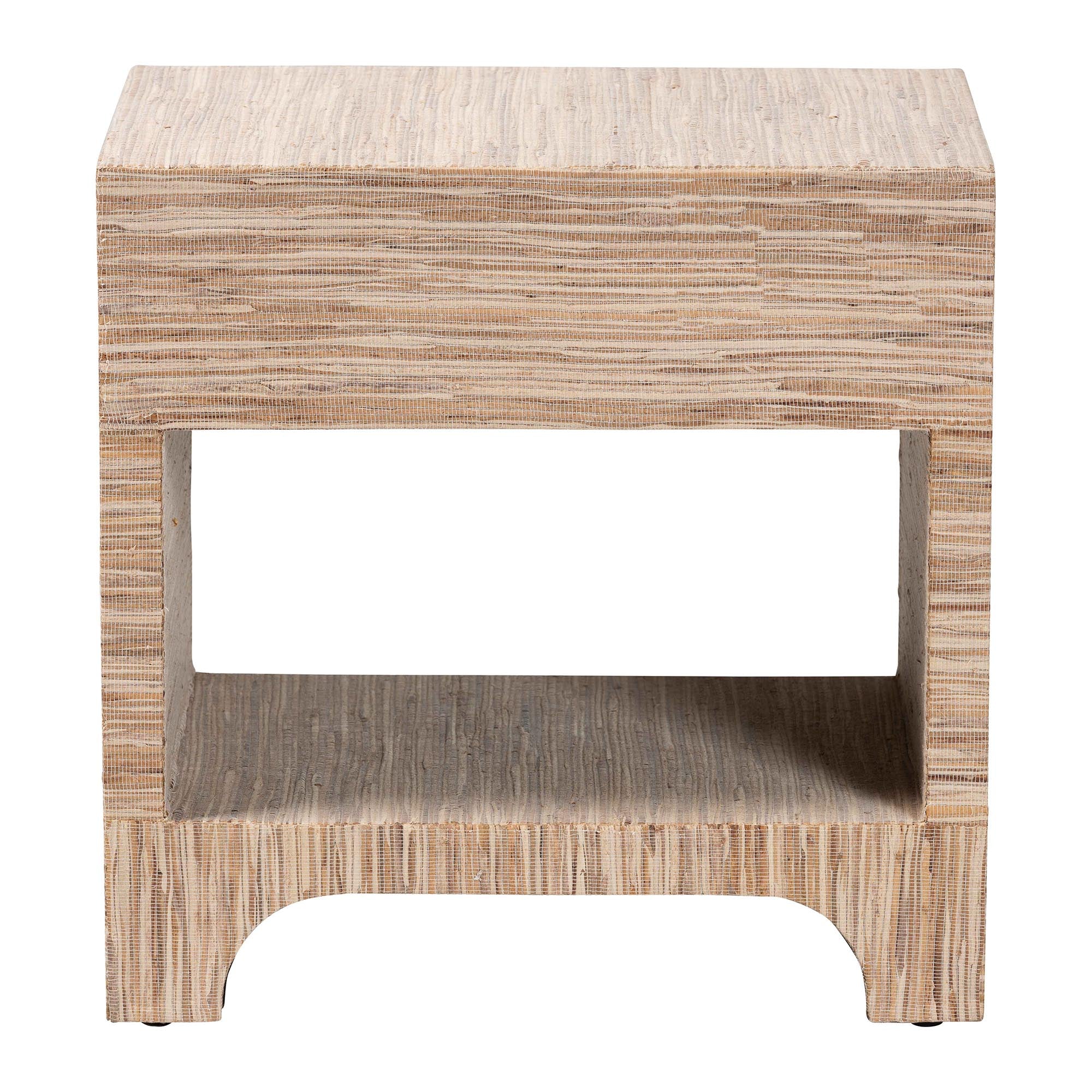 Julia Bohemian Woven Natural Grasscloth 1-Drawer Nightstand