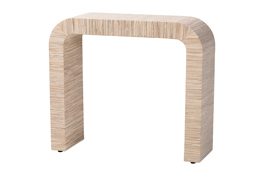 Yareli Bohemian Woven Natural Grasscloth Console Table