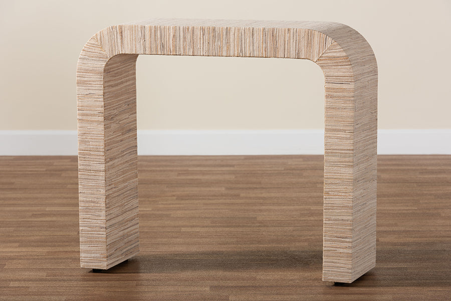Yareli Bohemian Woven Natural Grasscloth Console Table