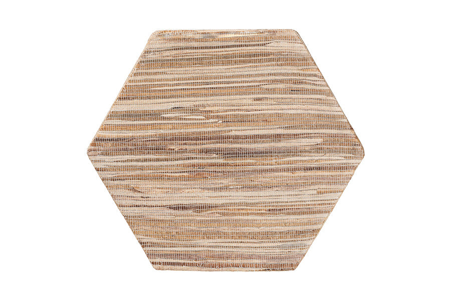 Idana Bohemian Woven Grasscloth Hourglass End Table