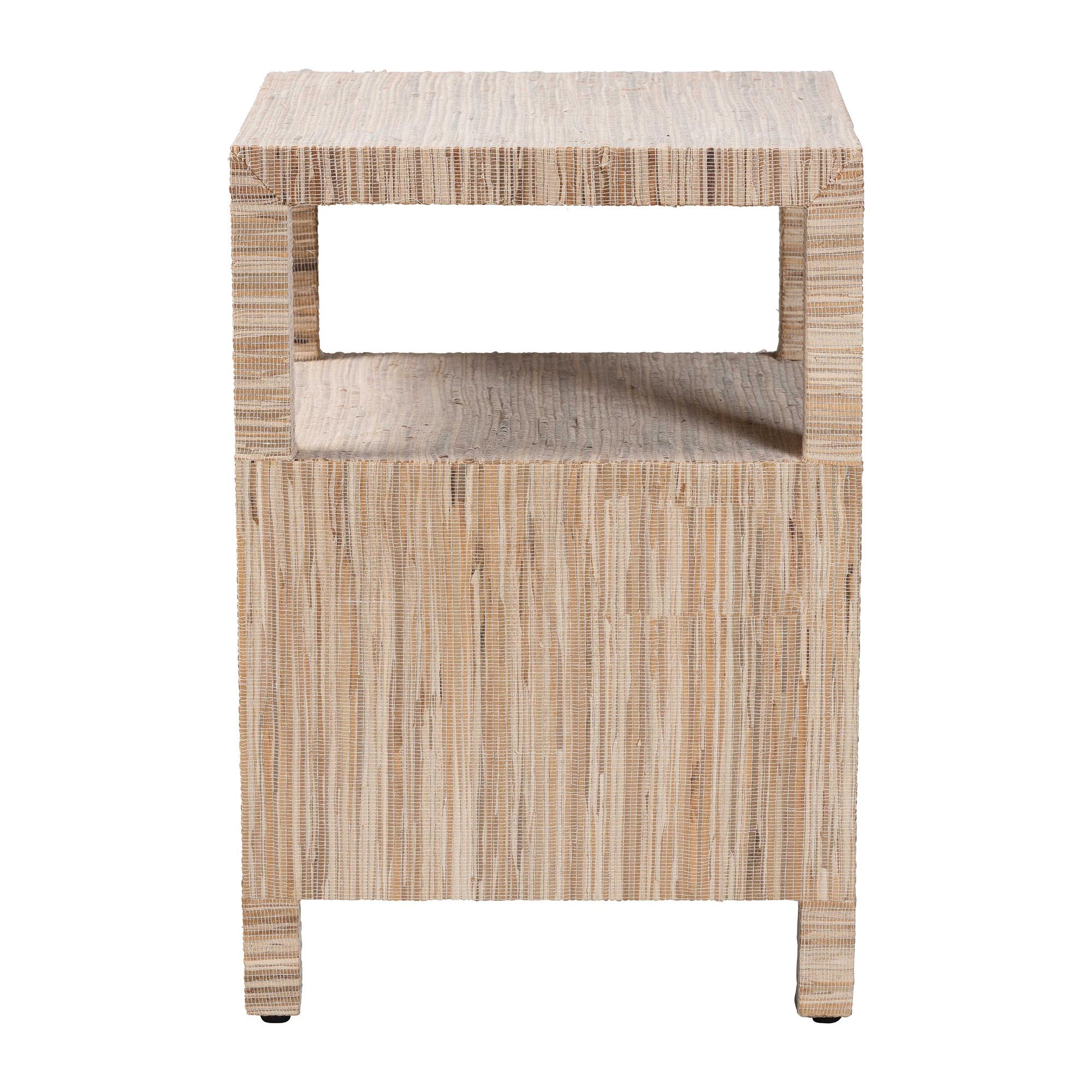 Paine Bohemian Woven Grasscloth 2-Drawer Nightstand
