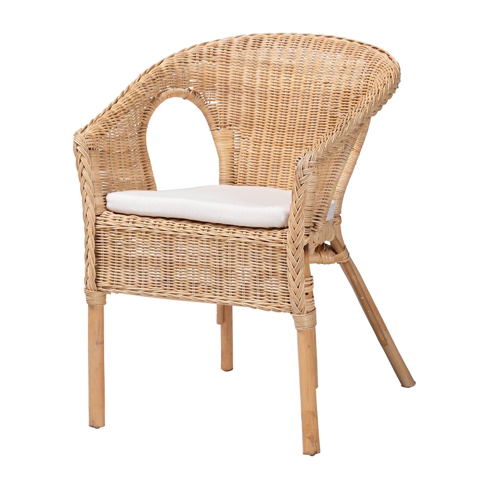 Abbey Modern Bohemian Natural Rattan Dining Chair