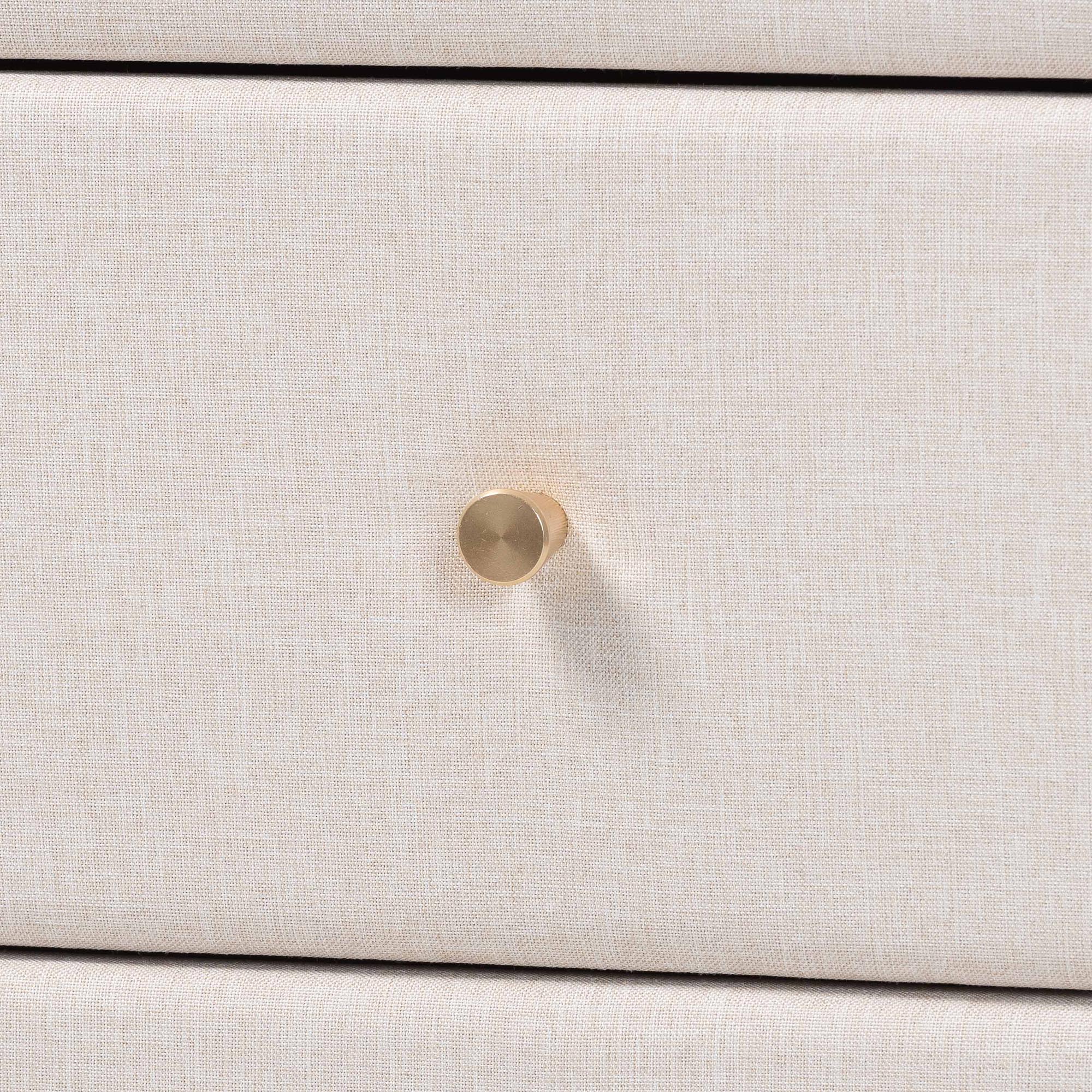 Nikolai Mid-Century Beige Fabric and Wenge Brown Wood 6-Drawer Dresser