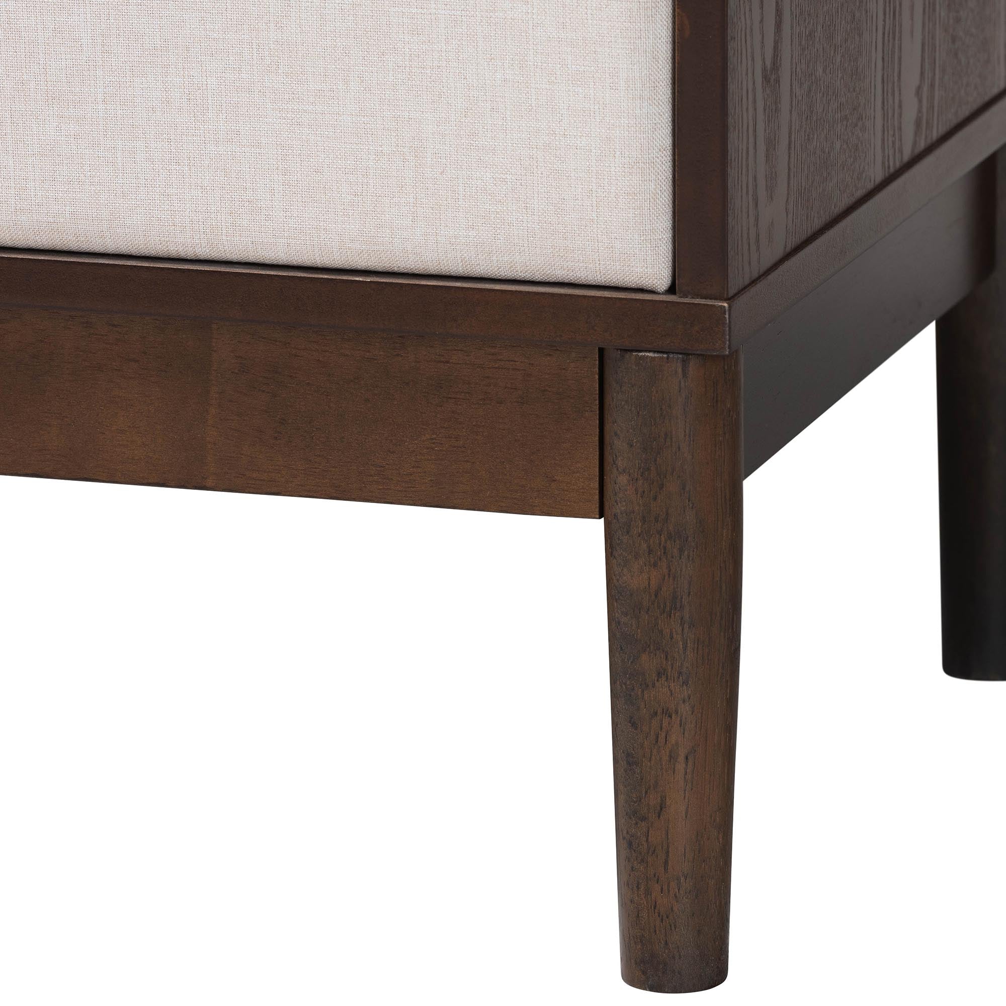 Nikolai Mid-Century Beige Fabric and Wenge Brown Wood 6-Drawer Dresser