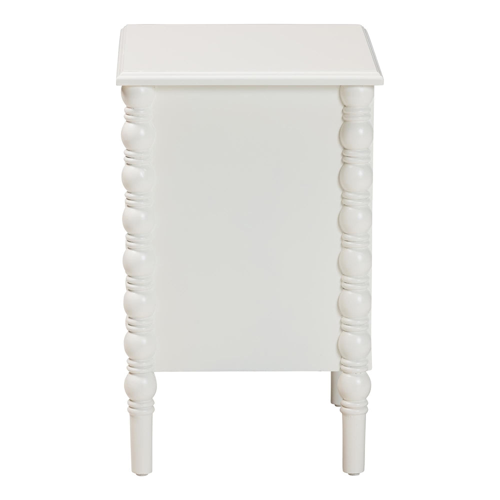 Malinda Classic White Wood 2-Drawer End Table with Spindle Legs