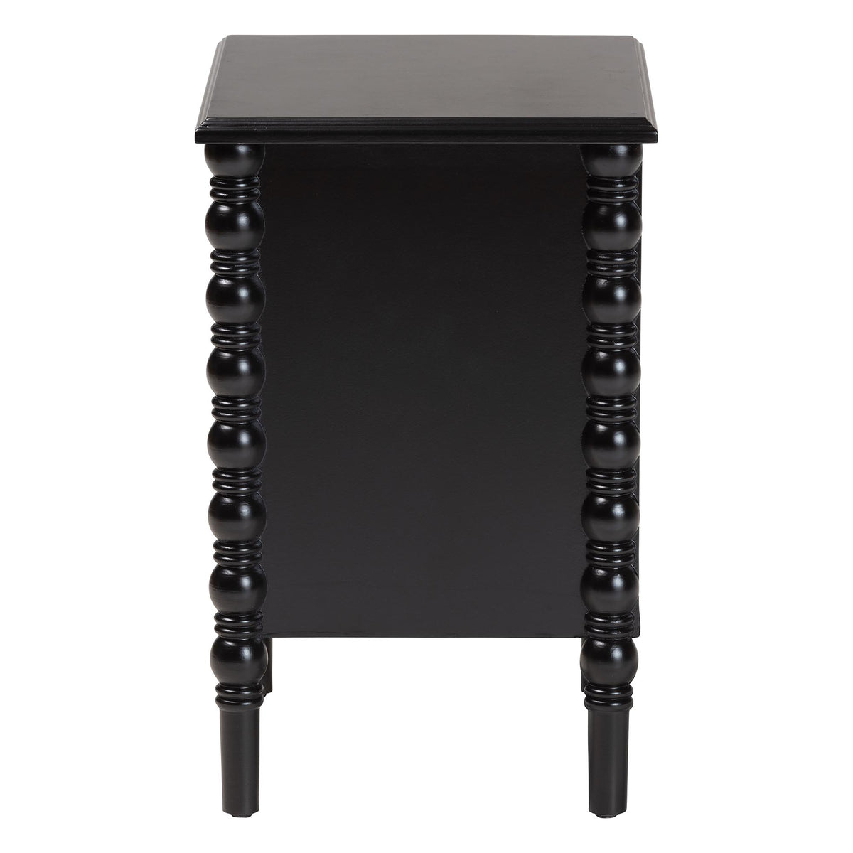 Malinda Classic Black Wood 2-Drawer End Table with Spindle Legs