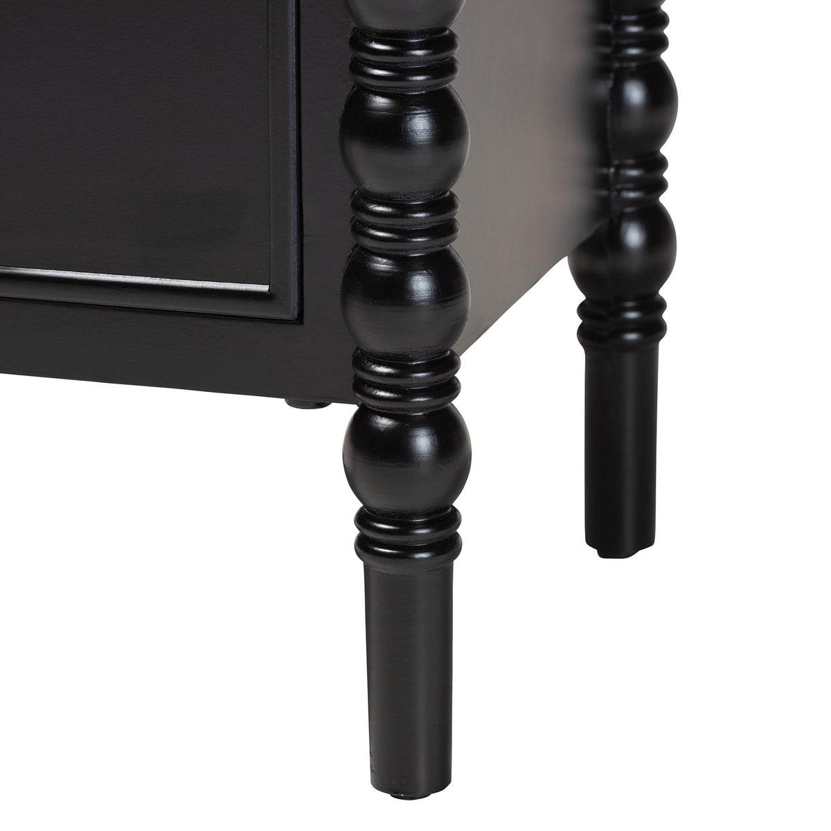 Malinda Classic Black Wood 2-Drawer End Table with Spindle Legs