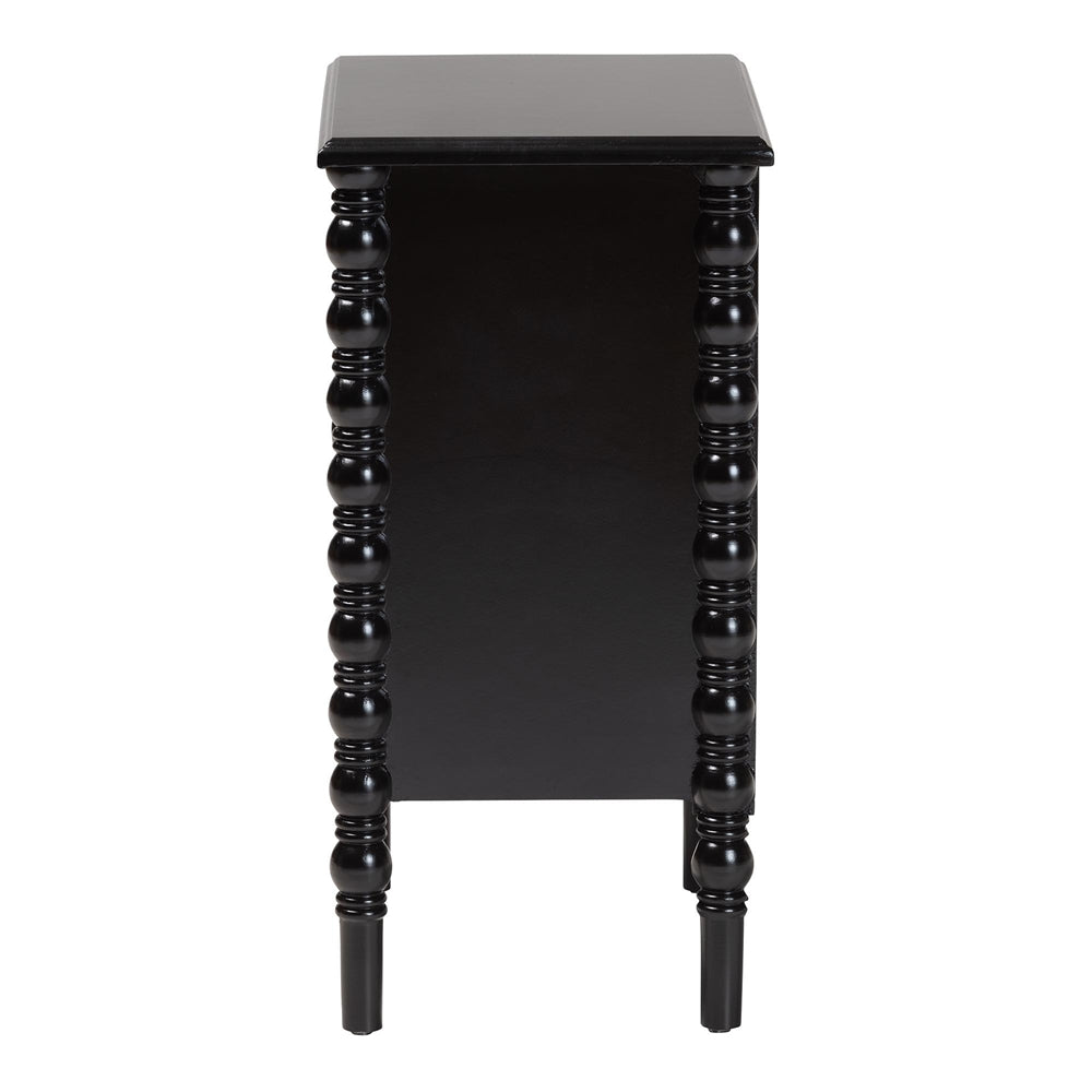 Malinda Classic Black Wood 3-Drawer End Table with Spindle Legs