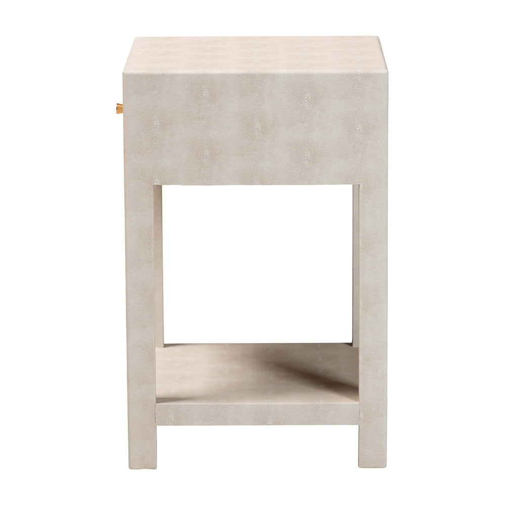 Dansby Modern Beige Faux Shagreen 1-Drawer End Table