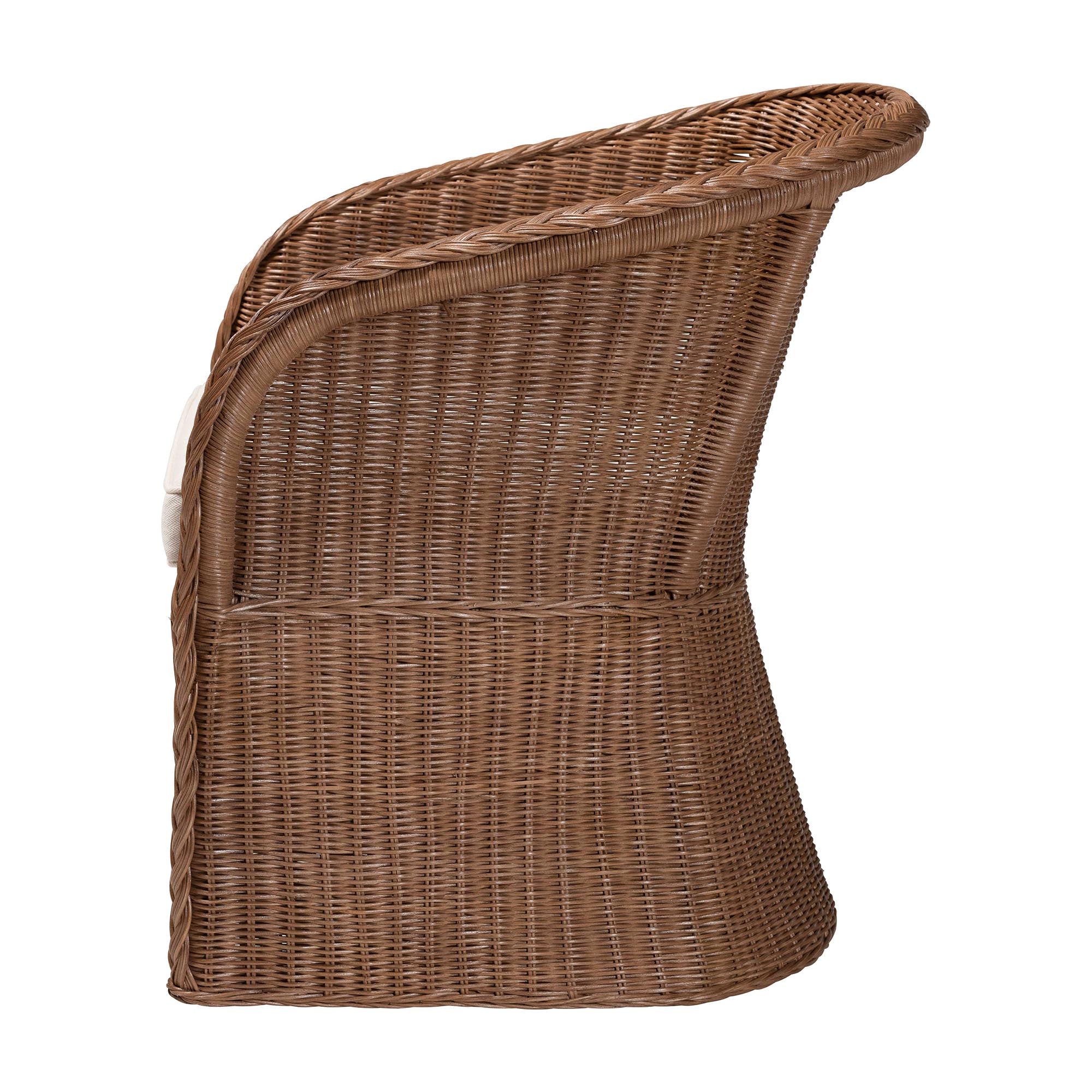 Memphis Bohemian Peanut Brown Braided Rattan Arm Chair