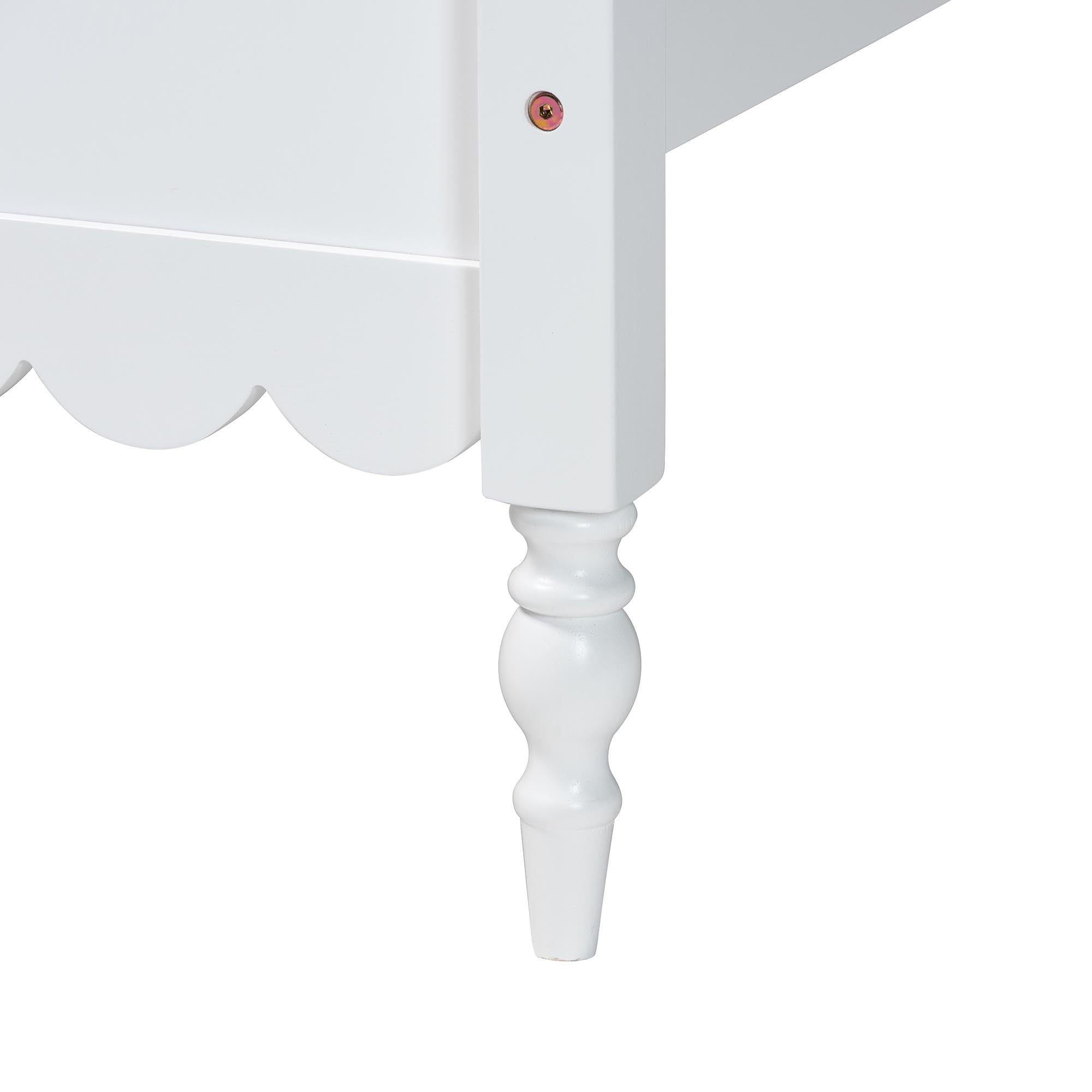 Roni Modern White Wood Twin Platform Bed with Scalloped Edges