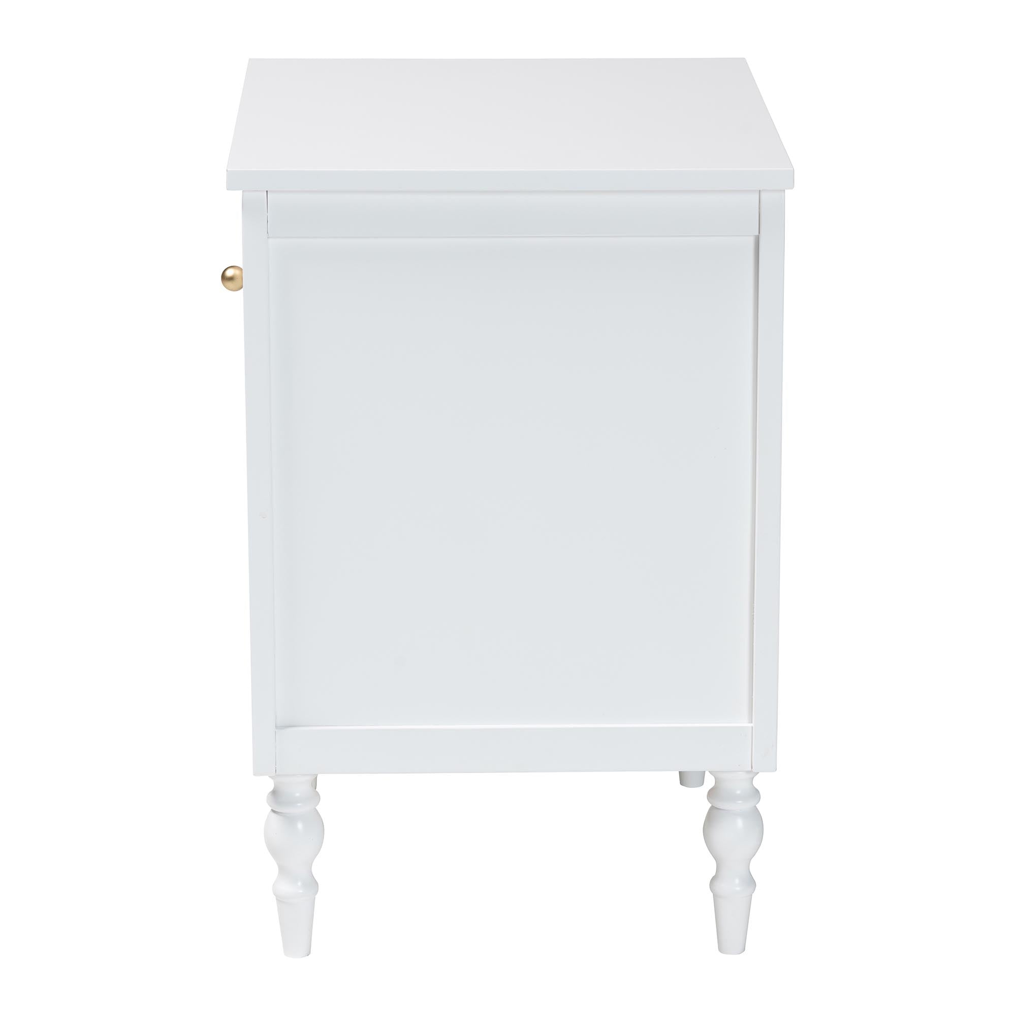 Roni Modern White Wood 1-Drawer Nightstand with Scalloped Edges