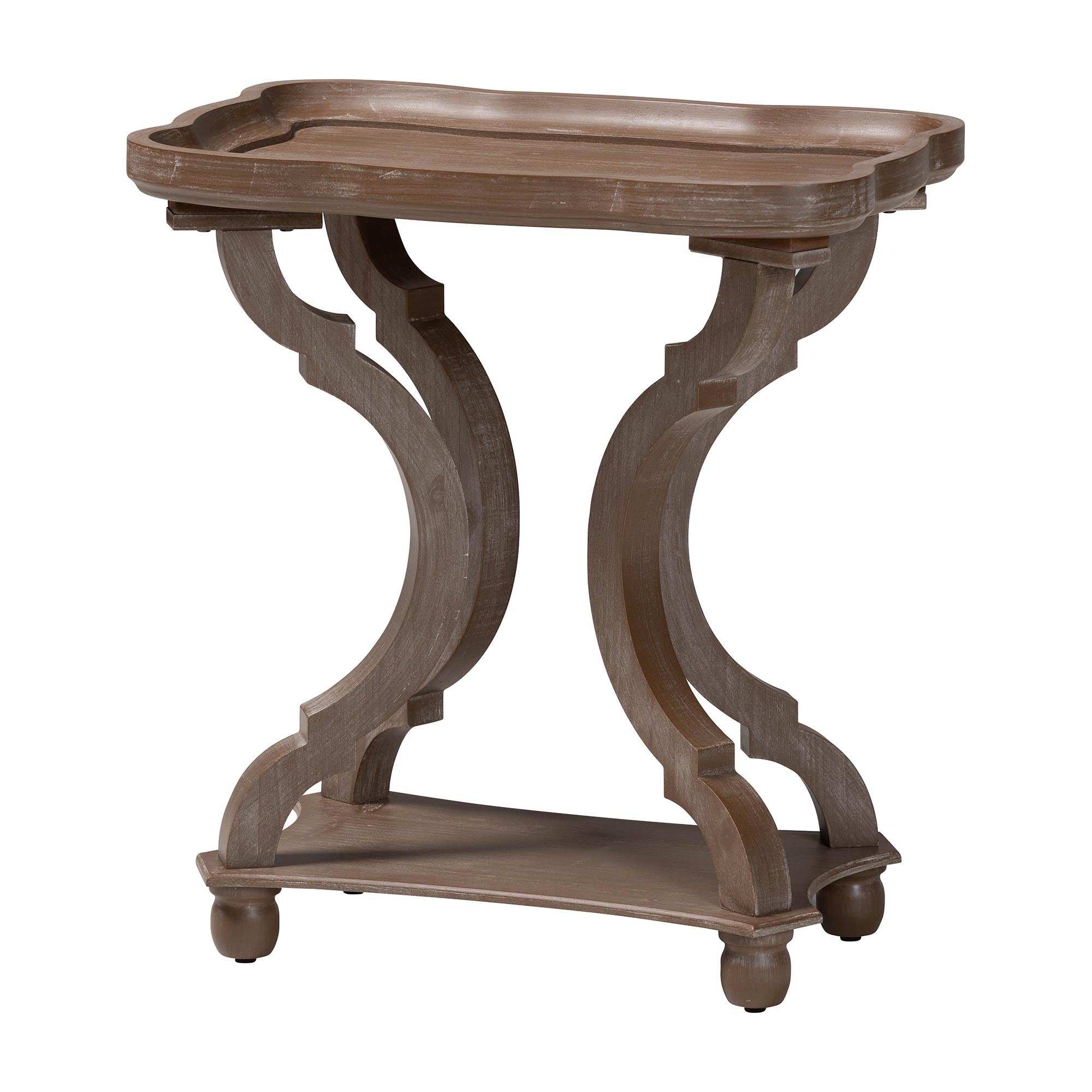 Yannick French Country Antique Brown Wood End Table